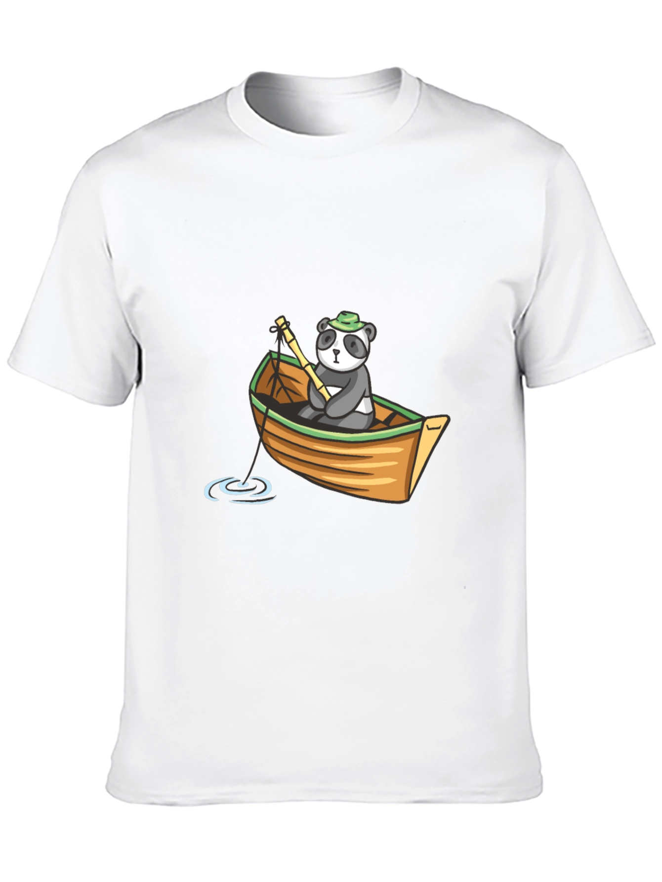 Panda Fishing Boat Graphic T-Shirt