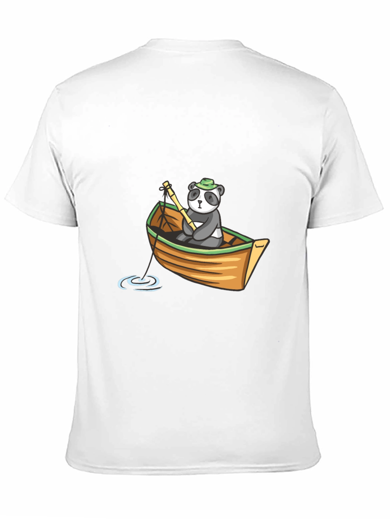 Panda Fishing Boat Graphic T-Shirt
