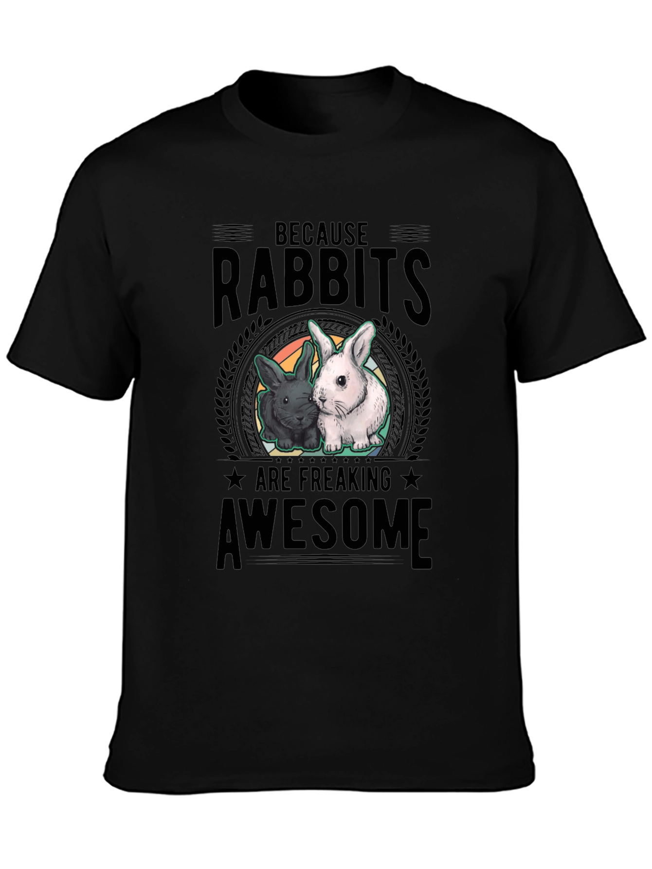 Rabbits Are Awesome Black T-Shirt