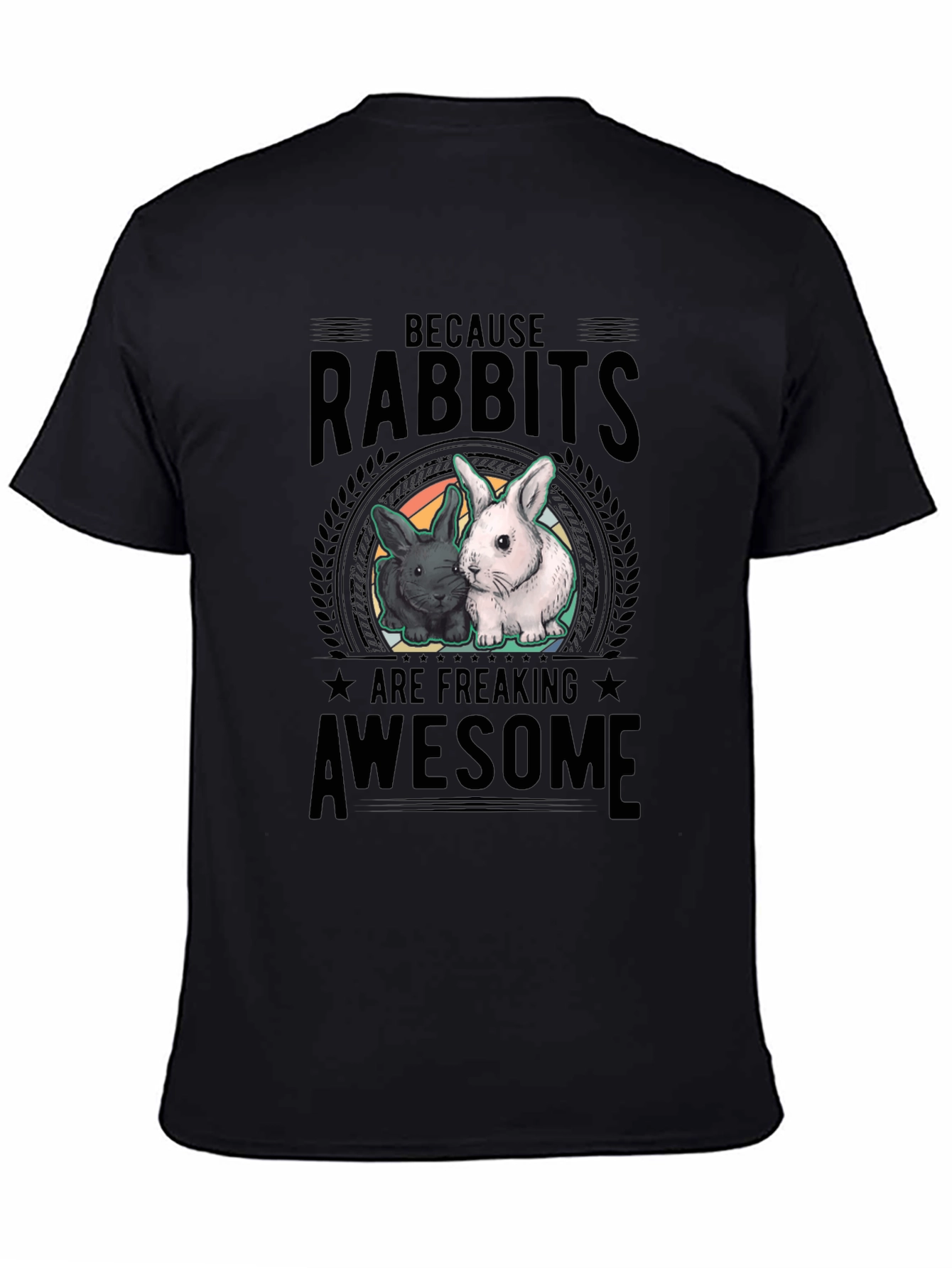 Rabbits Are Awesome Black T-Shirt