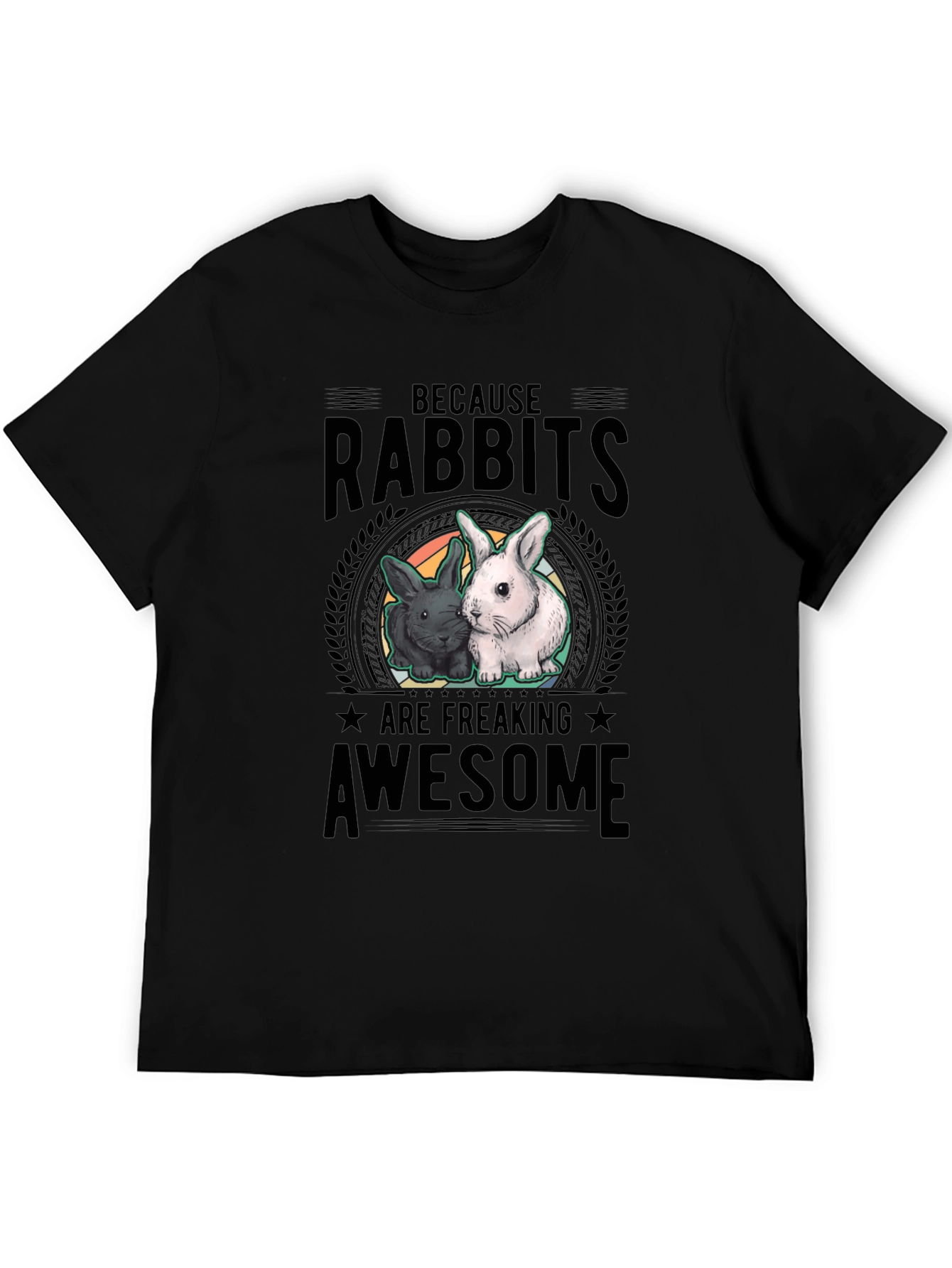 Rabbits Are Awesome Black T-Shirt