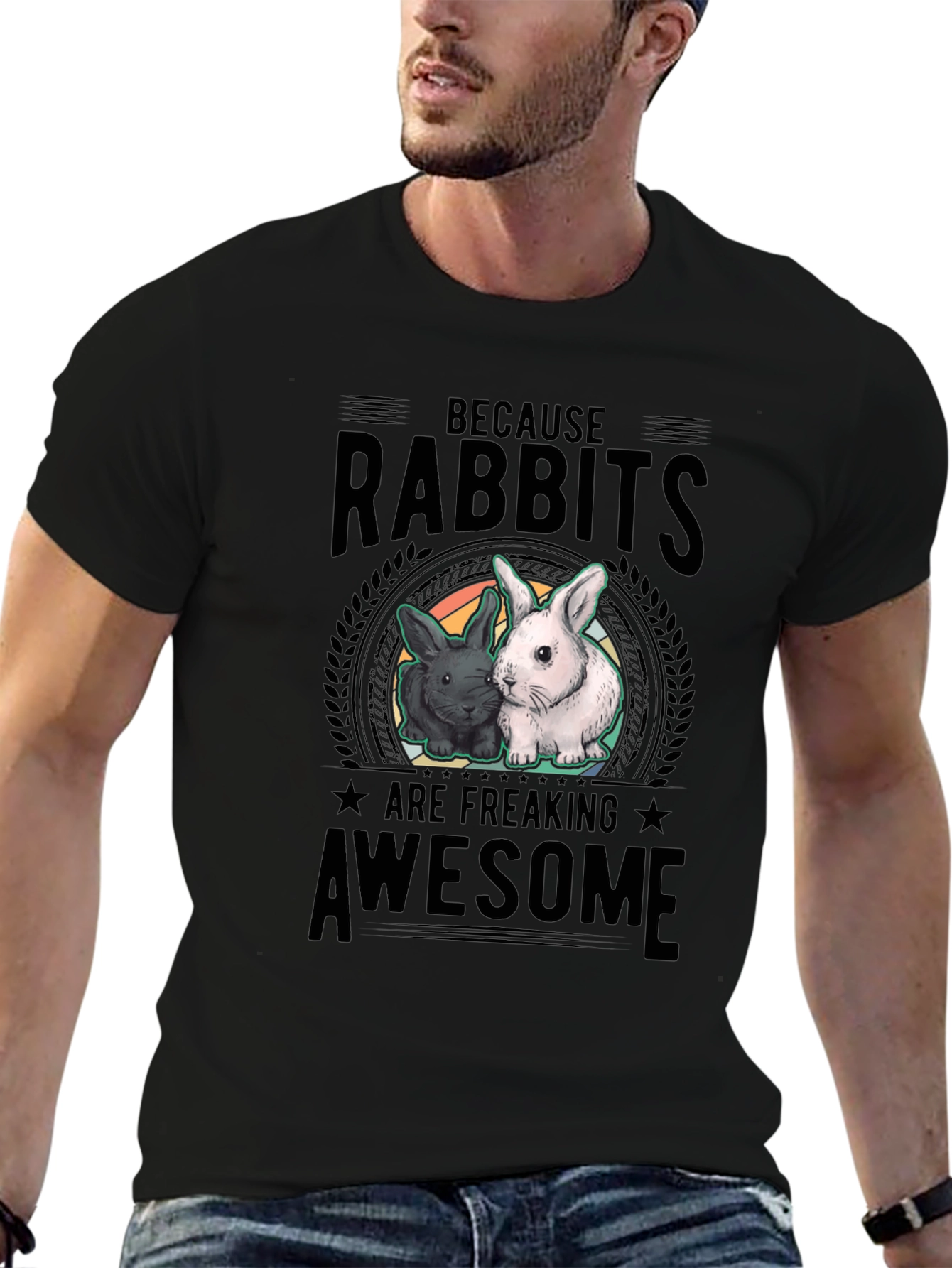 Rabbits Are Awesome Black T-Shirt