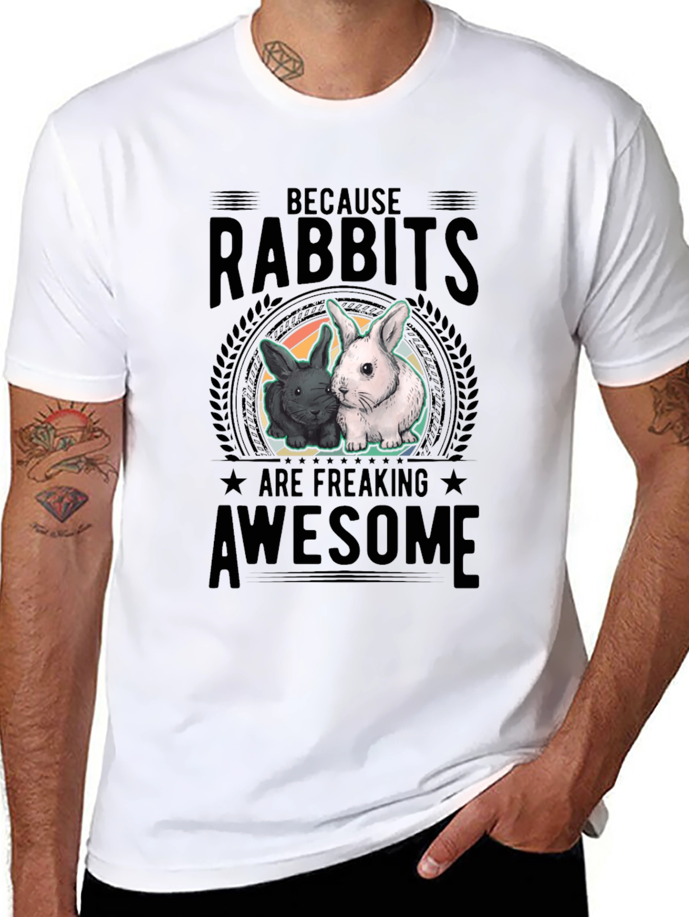 Rabbits Are Awesome Black T-Shirt