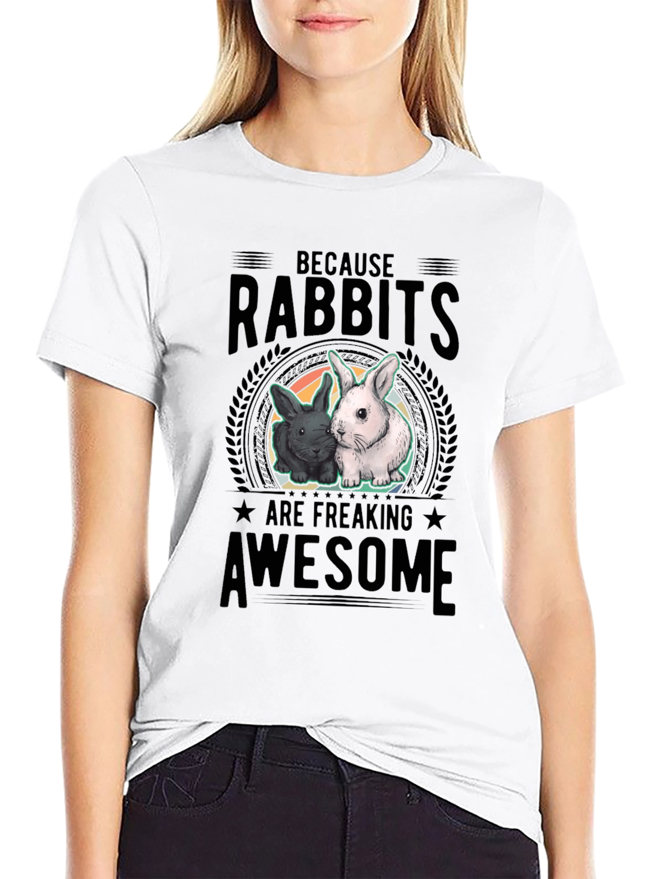 Rabbits Are Awesome Black T-Shirt