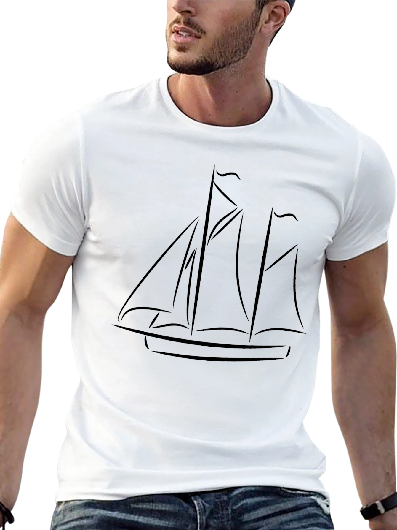 Minimalist Sailboat Graphic T-Shirt