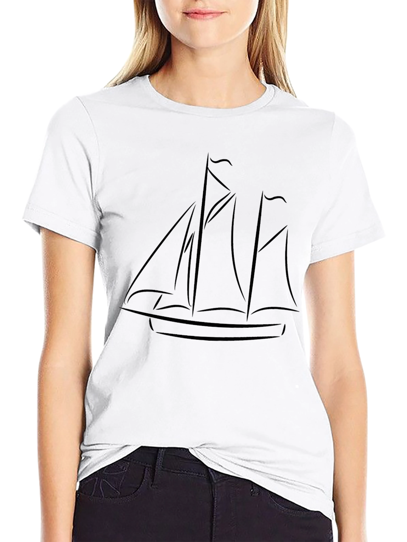Minimalist Sailboat Graphic T-Shirt