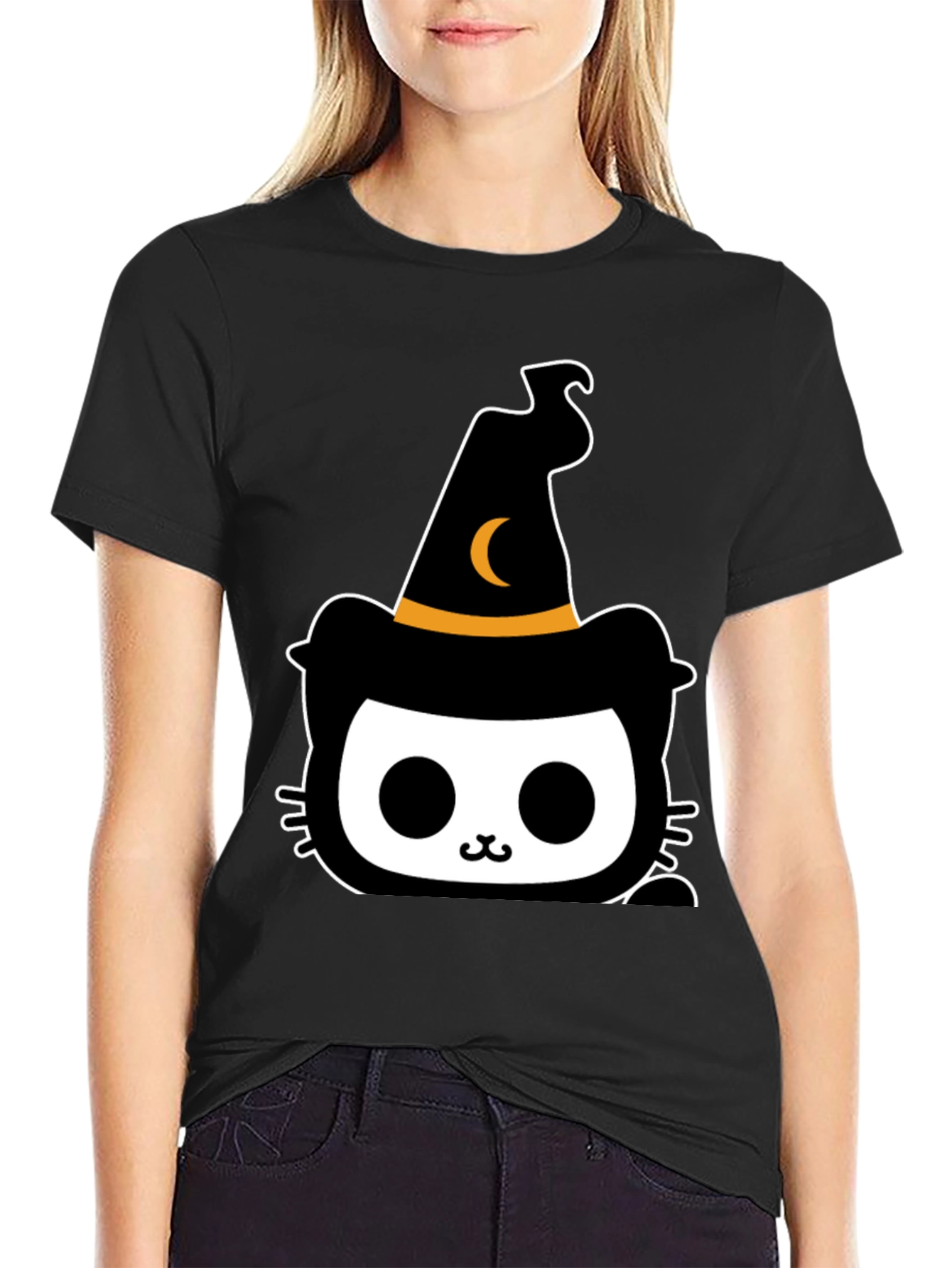 Halloween Cat Witch T-Shirt - Spooky Cute Tee