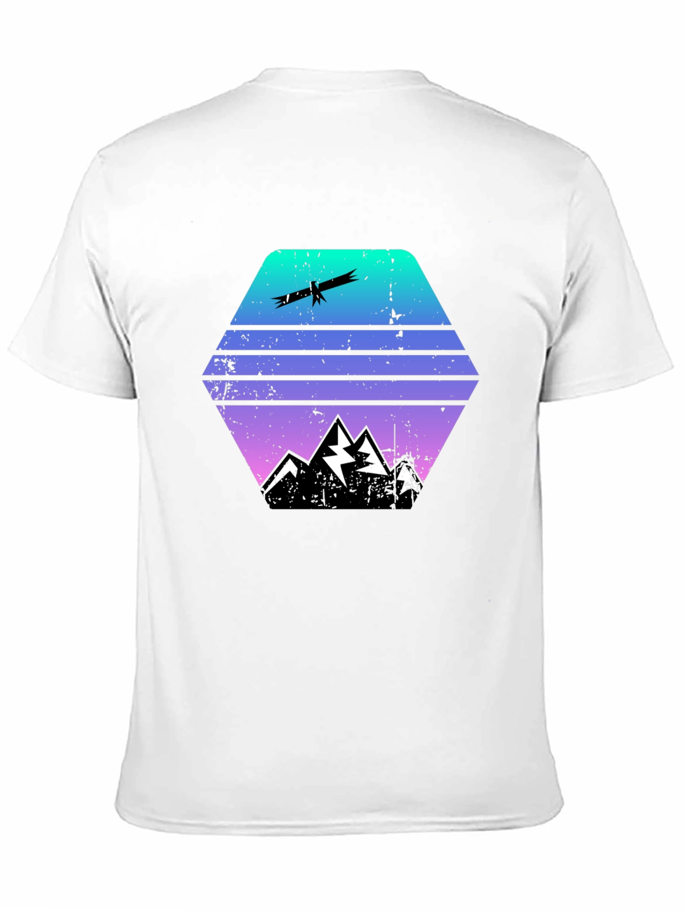 Gradient Mountain & Eagle Graphic Tee