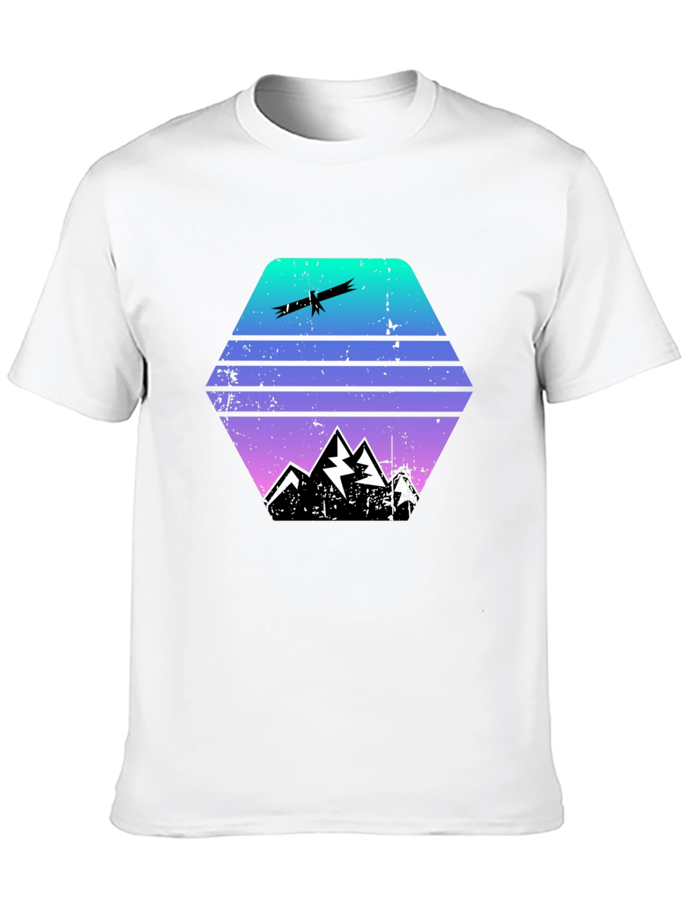 Gradient Mountain & Eagle Graphic Tee