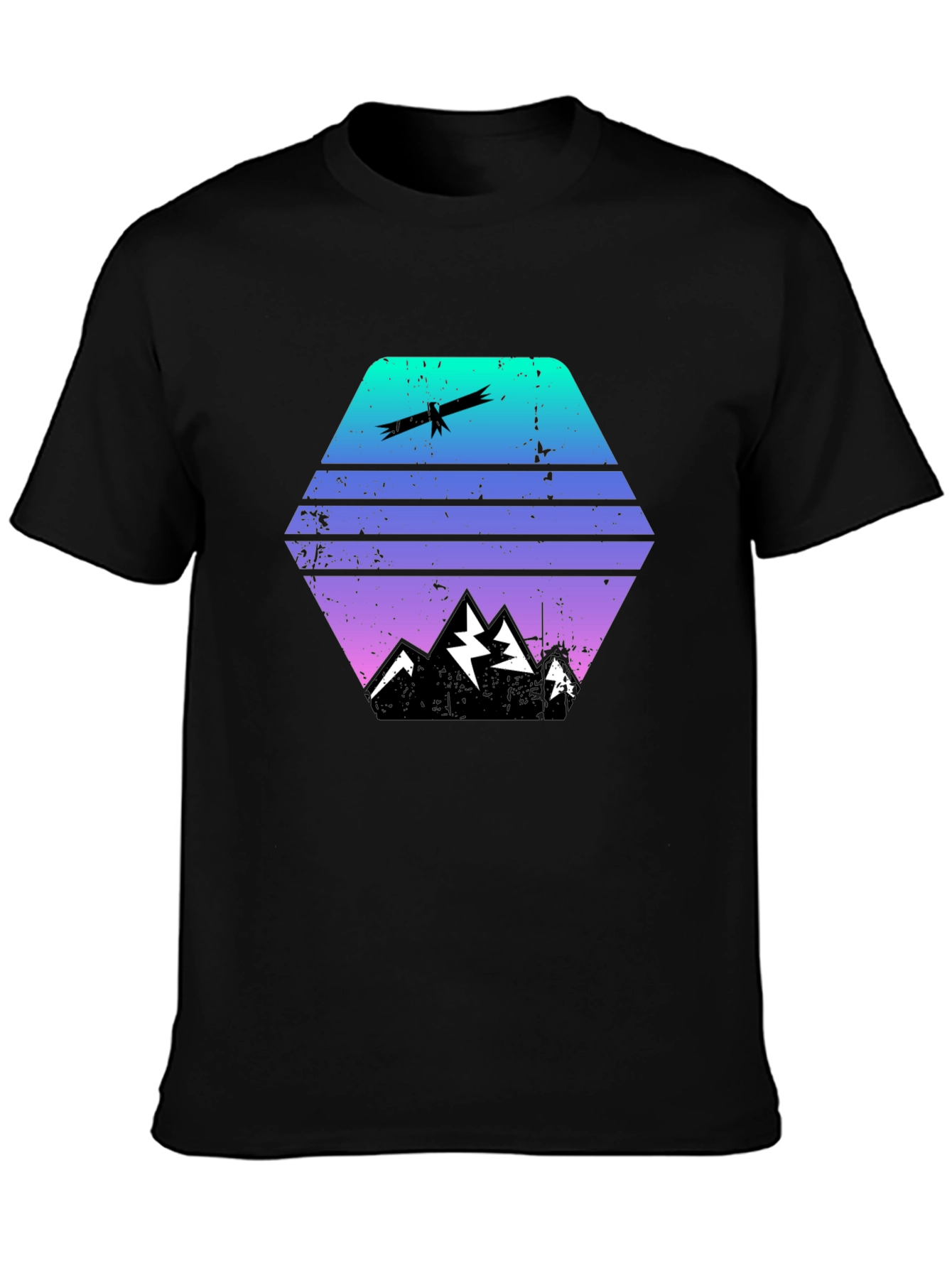 Gradient Mountain & Eagle Graphic Tee