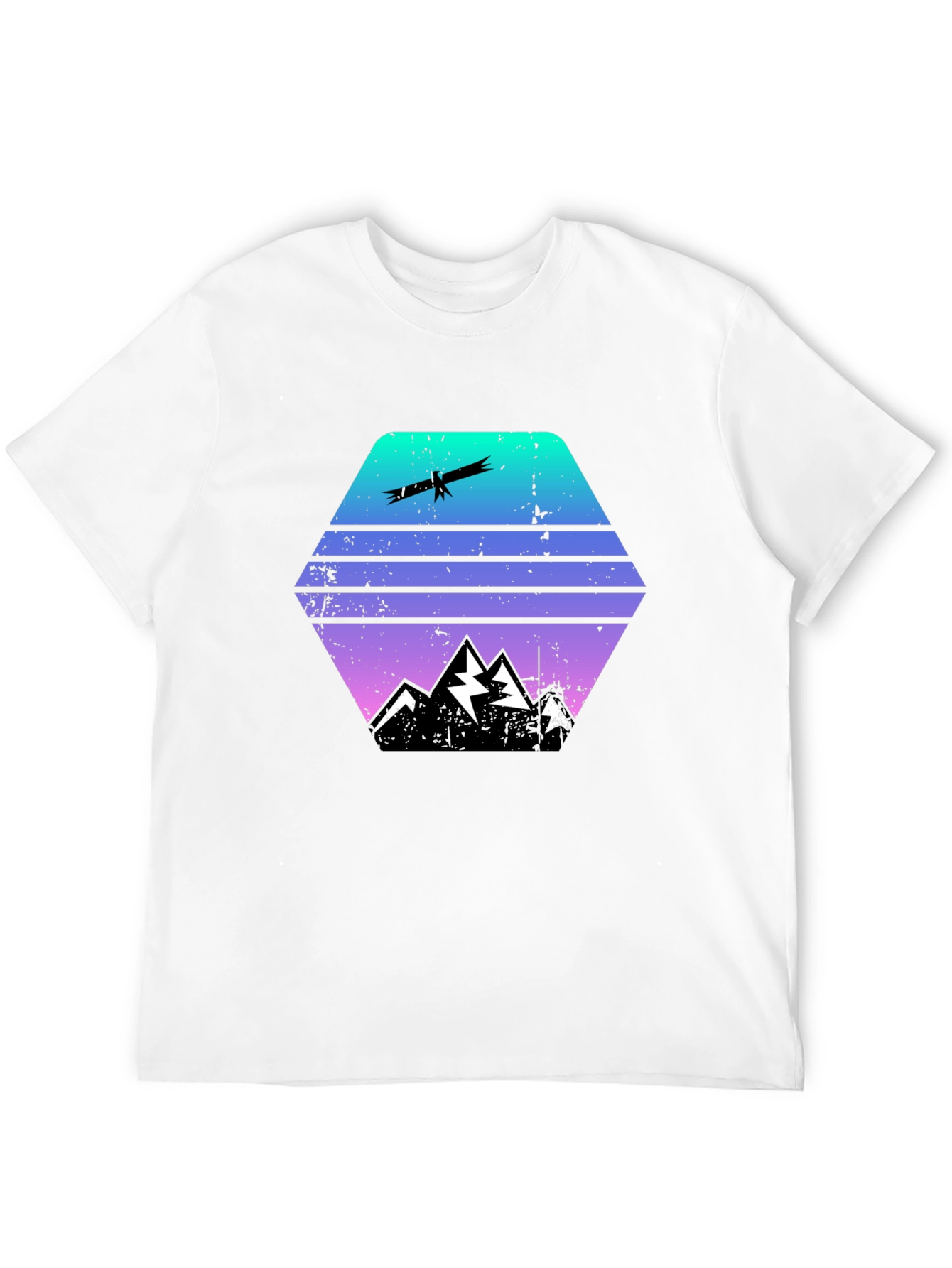 Gradient Mountain & Eagle Graphic Tee