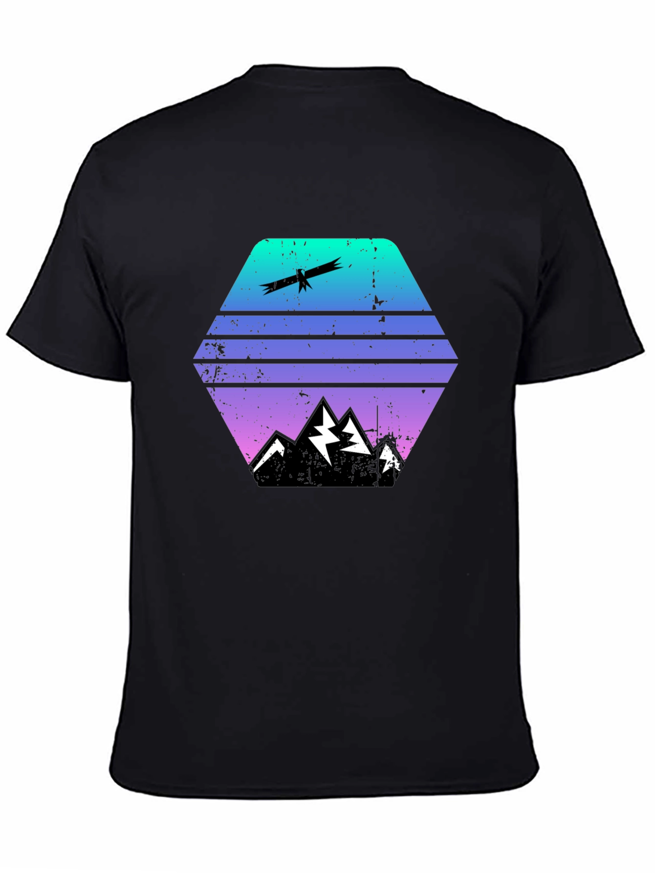 Gradient Mountain & Eagle Graphic Tee