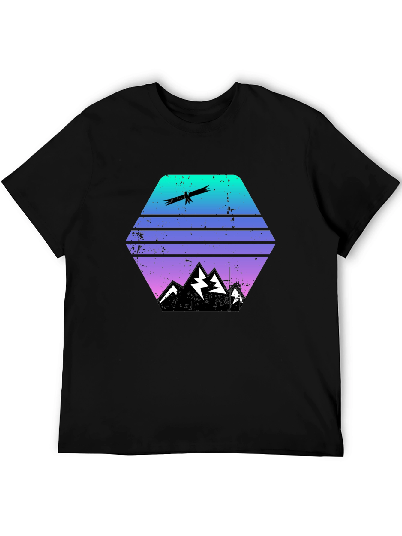 Gradient Mountain & Eagle Graphic Tee