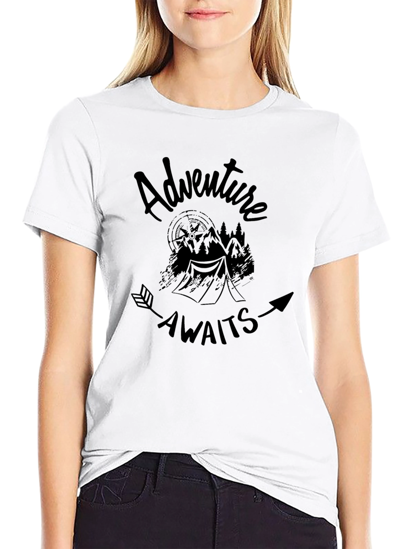 Adventure Awaits Black Graphic Tee