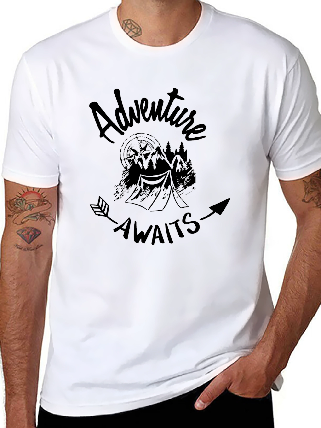 Adventure Awaits Black Graphic Tee