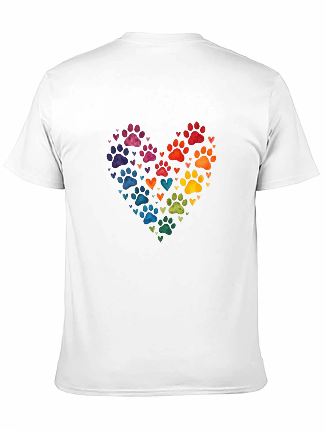 Rainbow Paw Print Heart T-Shirt