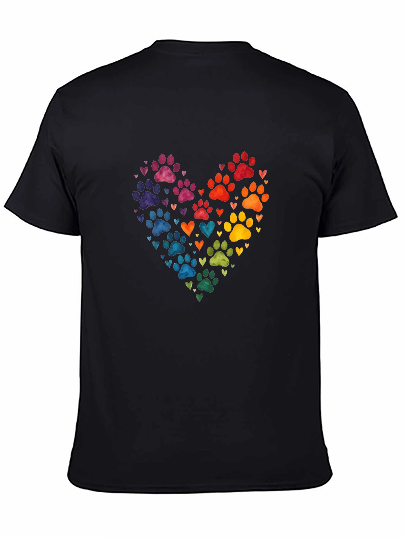 Rainbow Paw Print Heart T-Shirt