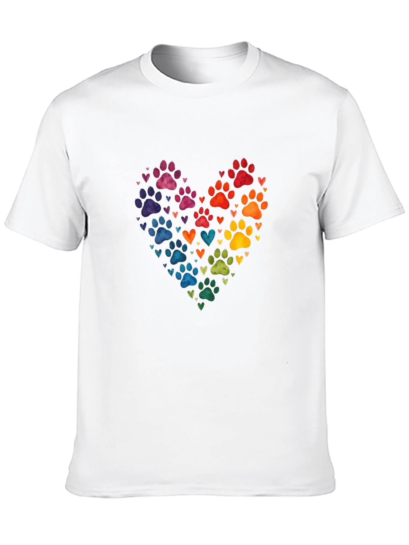 Rainbow Paw Print Heart T-Shirt