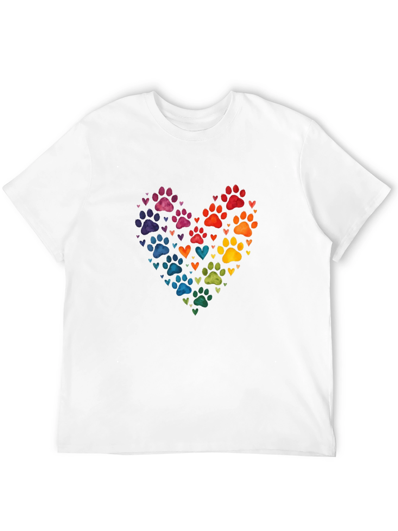 Rainbow Paw Print Heart T-Shirt