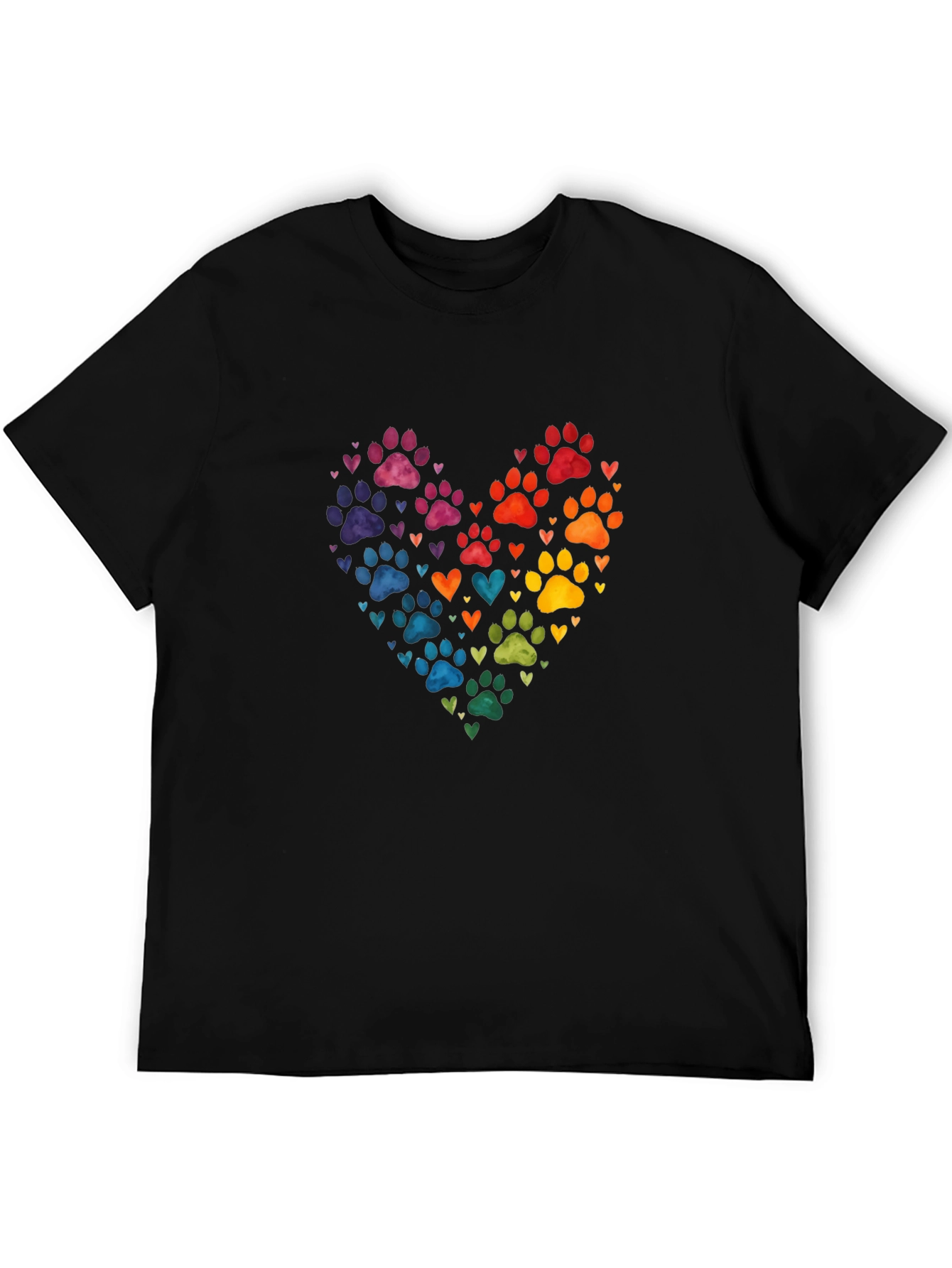 Rainbow Paw Print Heart T-Shirt