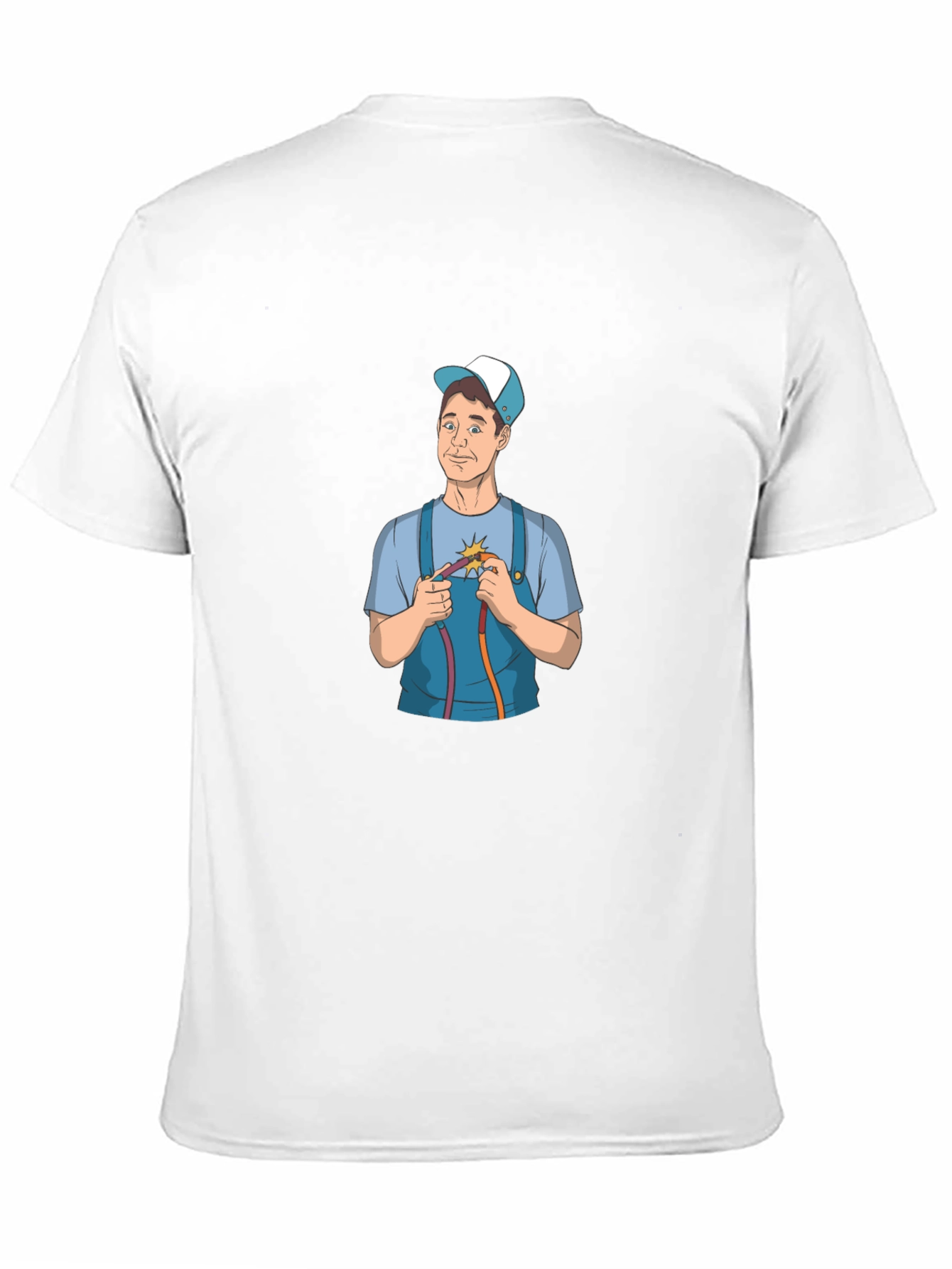 Electrician Cartoon Graphic Black T-Shirt