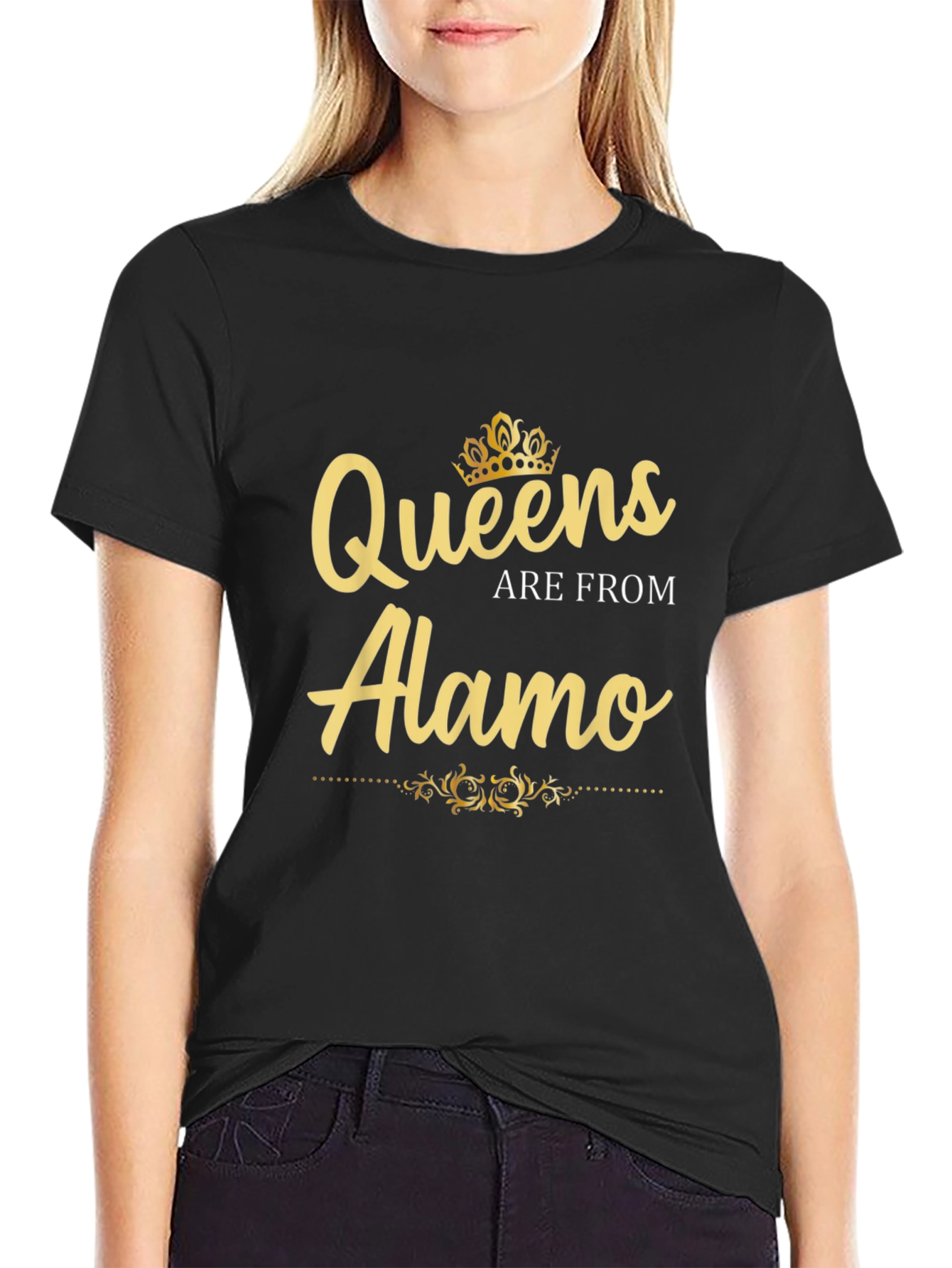 Queens Are From Alamo Graphic Tee - Black
