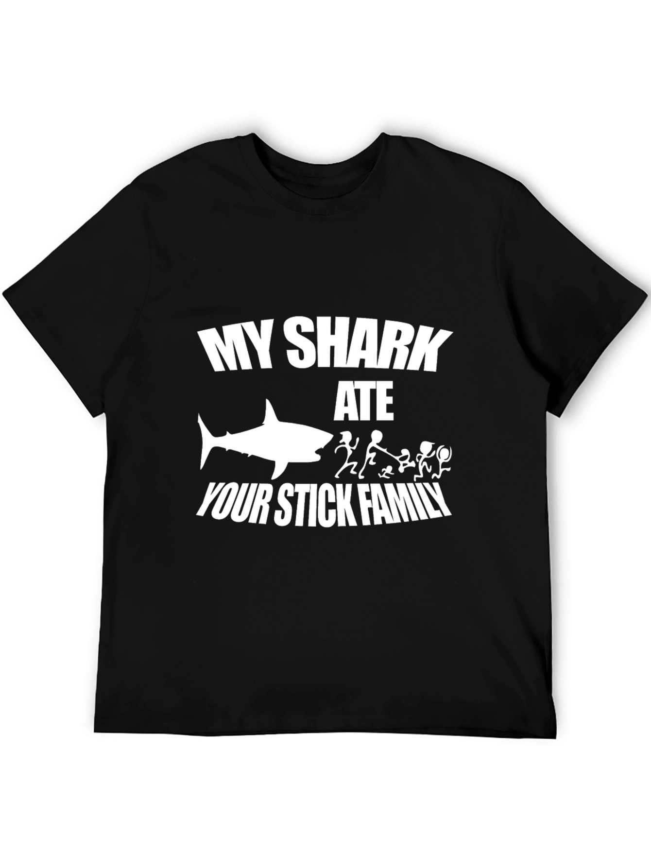 My Shark Ate Your Stick Family Black T-Shirt