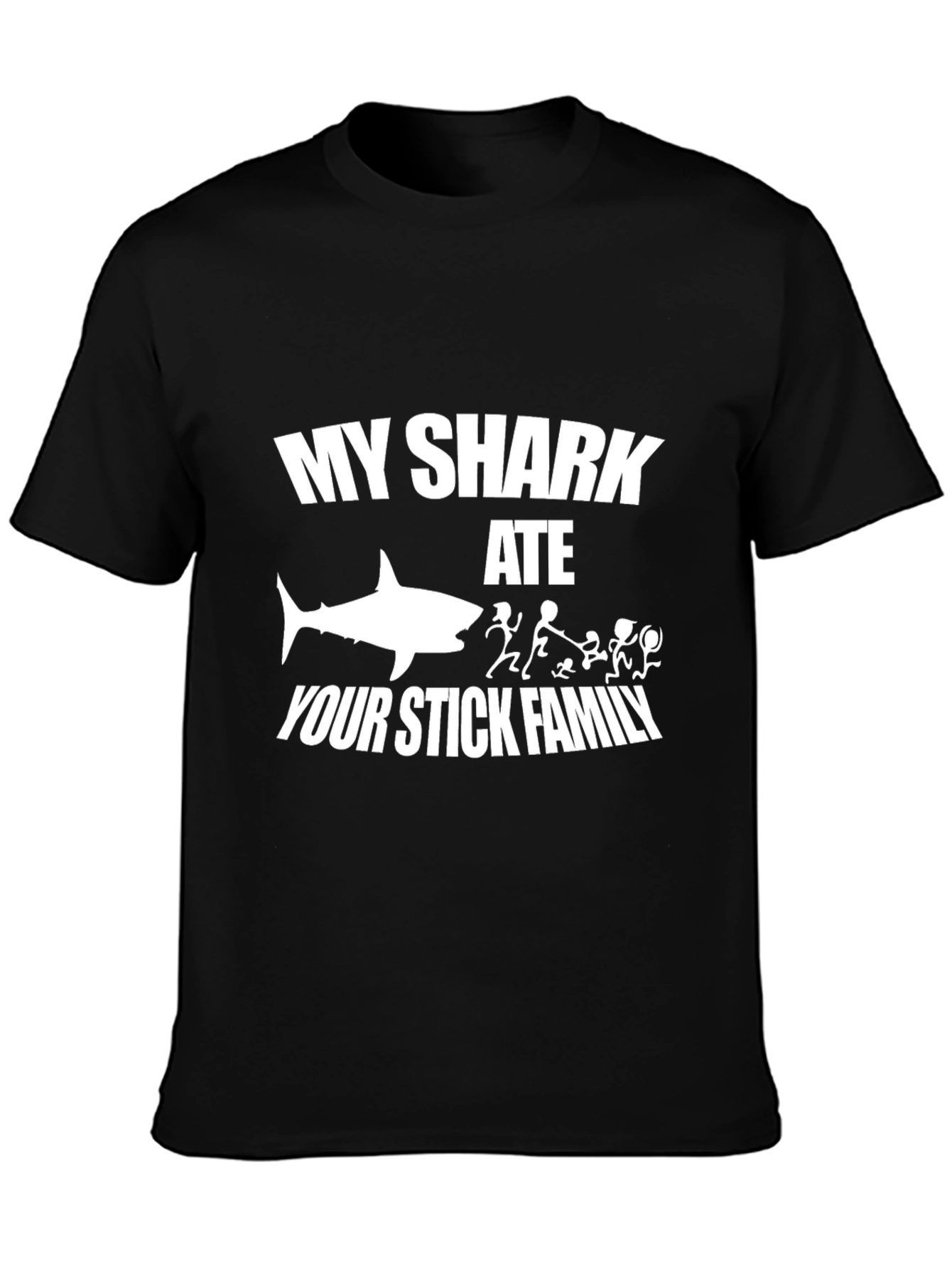 My Shark Ate Your Stick Family Black T-Shirt