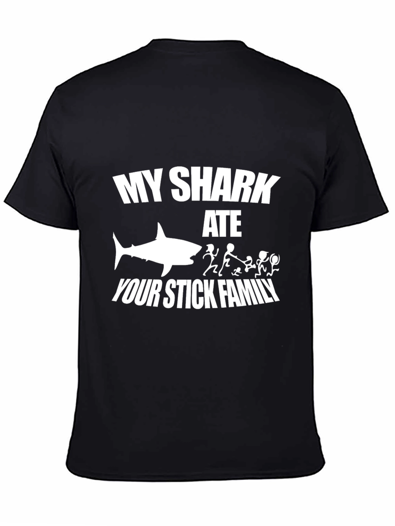 My Shark Ate Your Stick Family Black T-Shirt