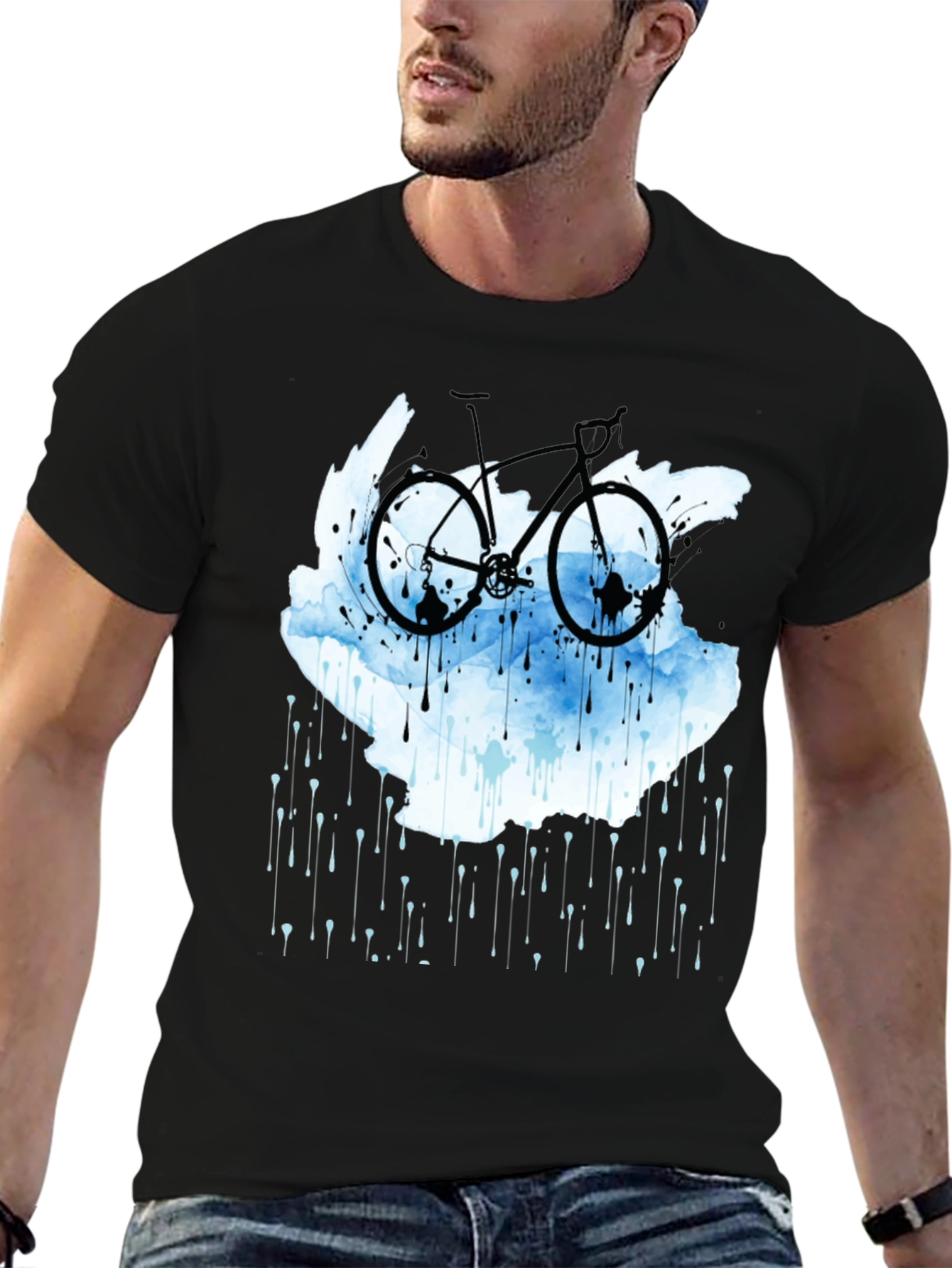 Bike in the Rain Black T-Shirt