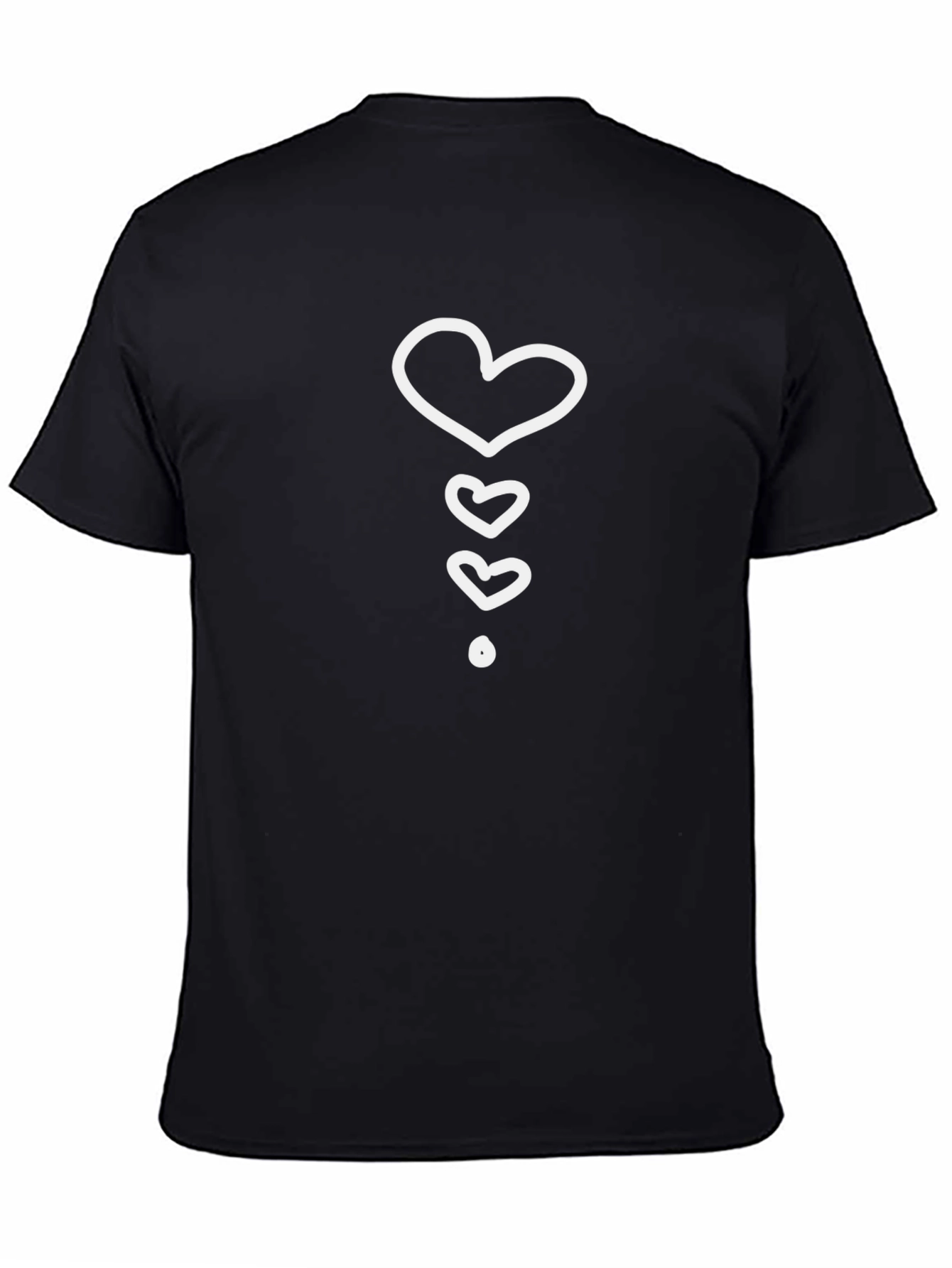 Heart Stack Tee - Black Casual Crew Neck T-Shirt