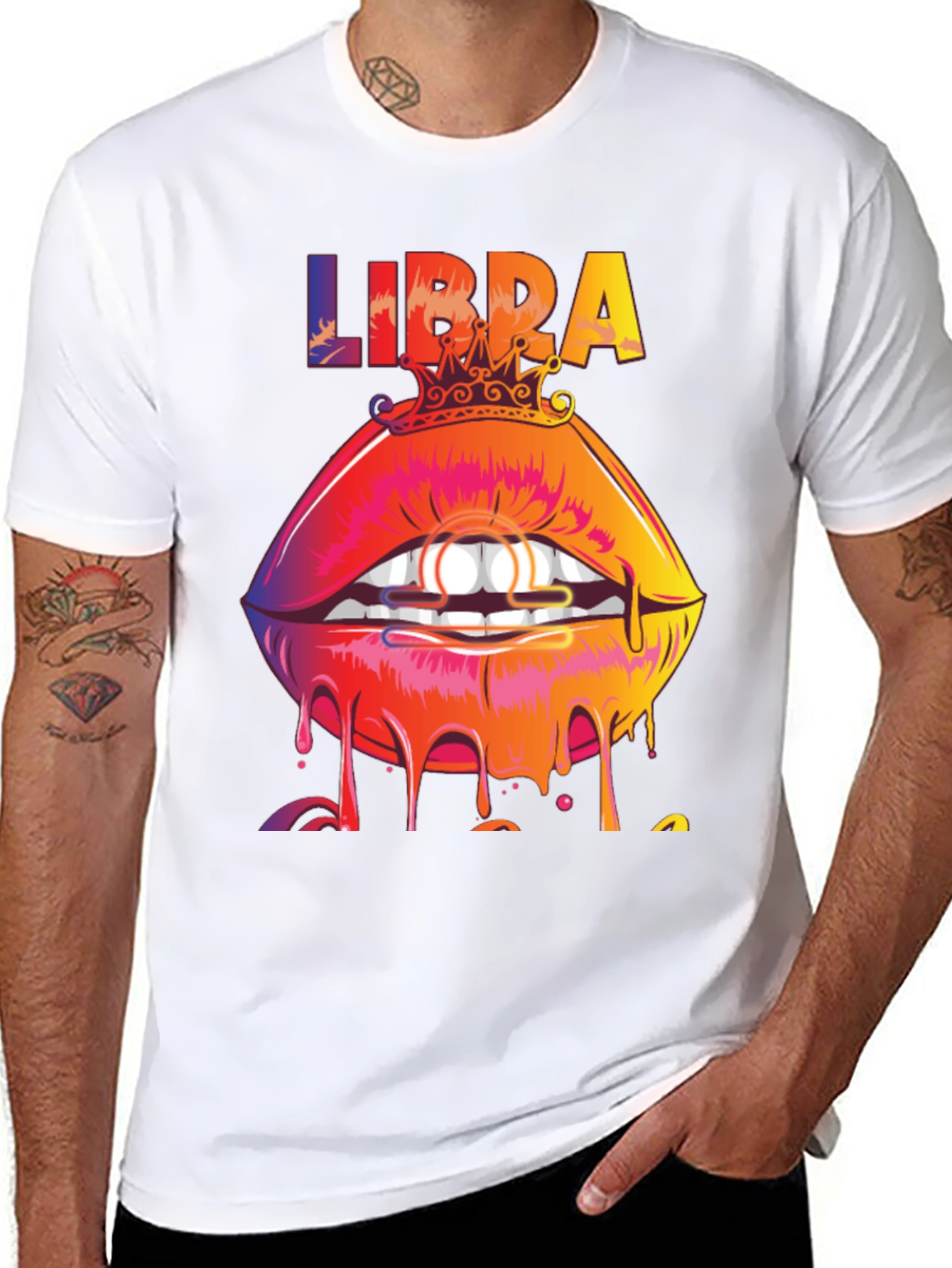 Libra Zodiac Lips Graphic Tee - Black
