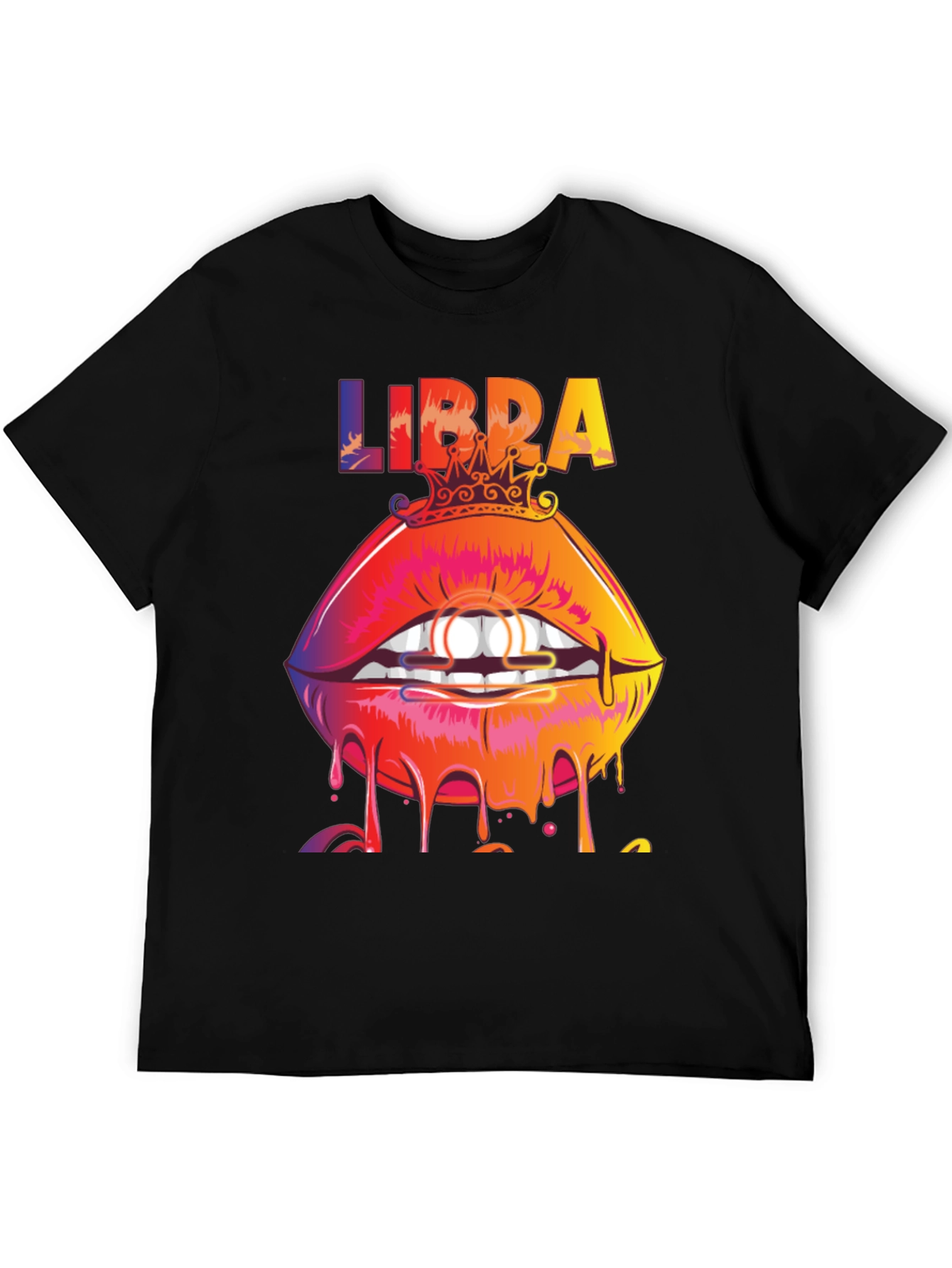 Libra Zodiac Lips Graphic Tee - Black