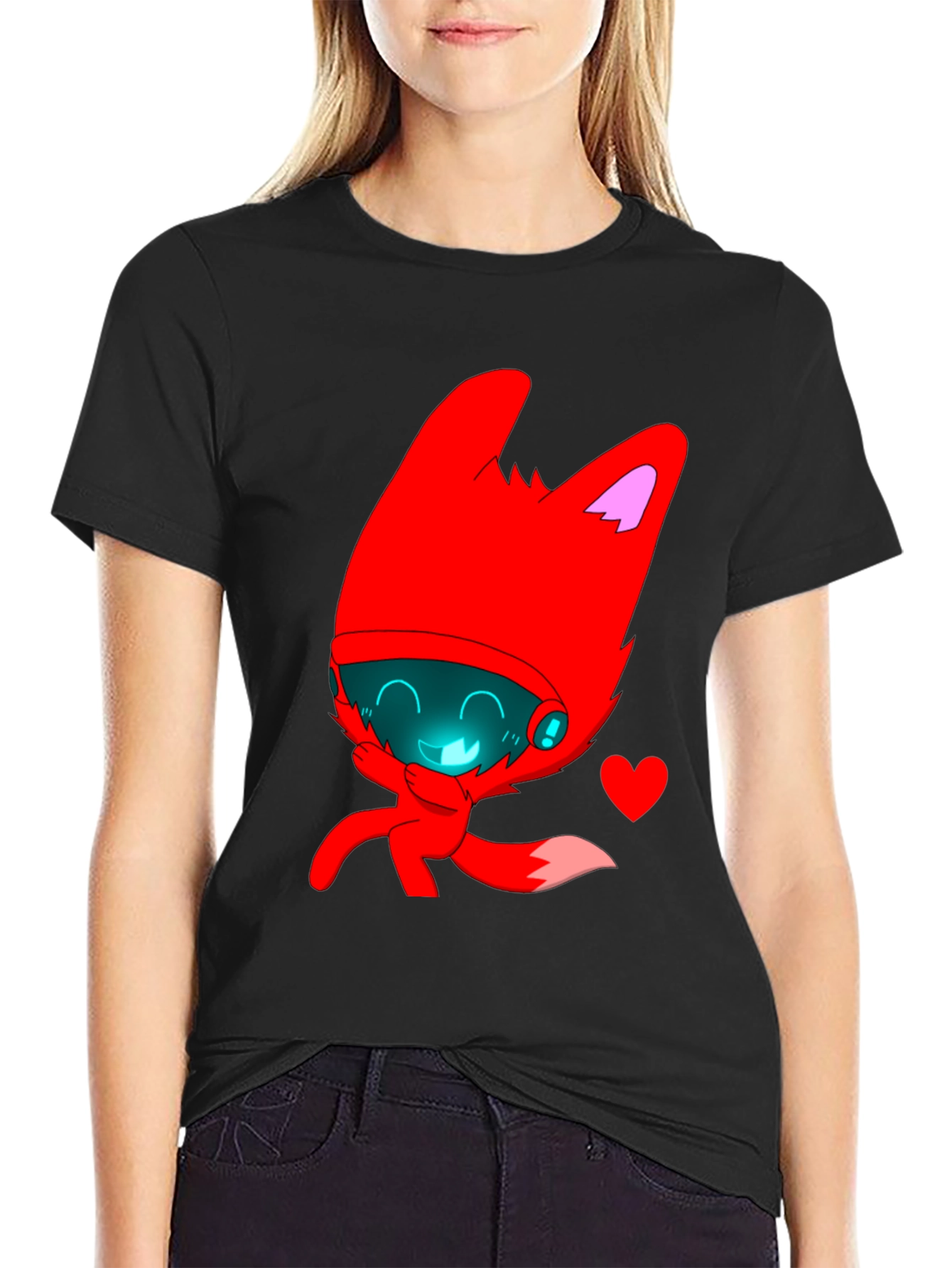 Cute Red Fox Graphic Print Tee
