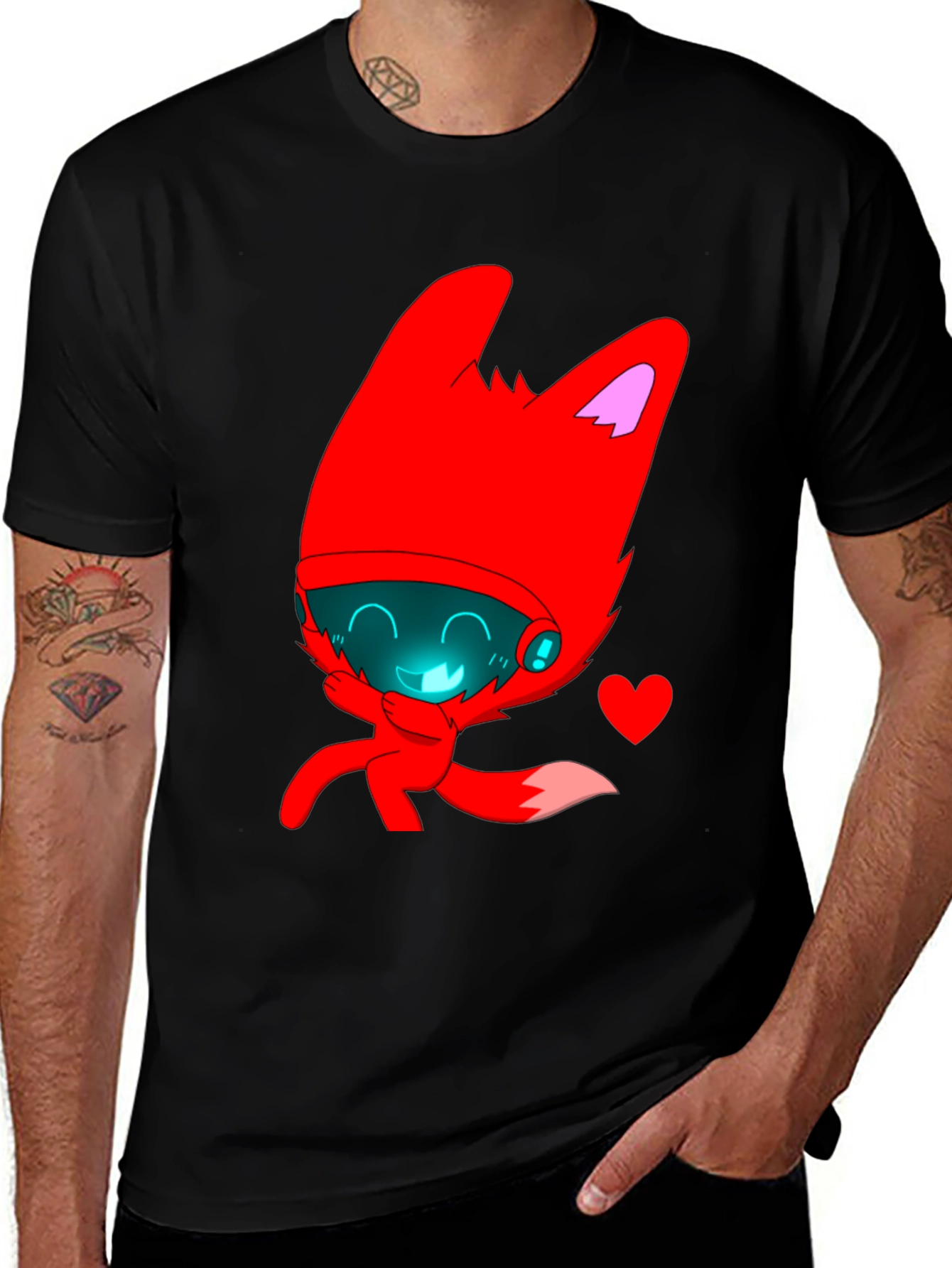 Cute Red Fox Graphic Print Tee