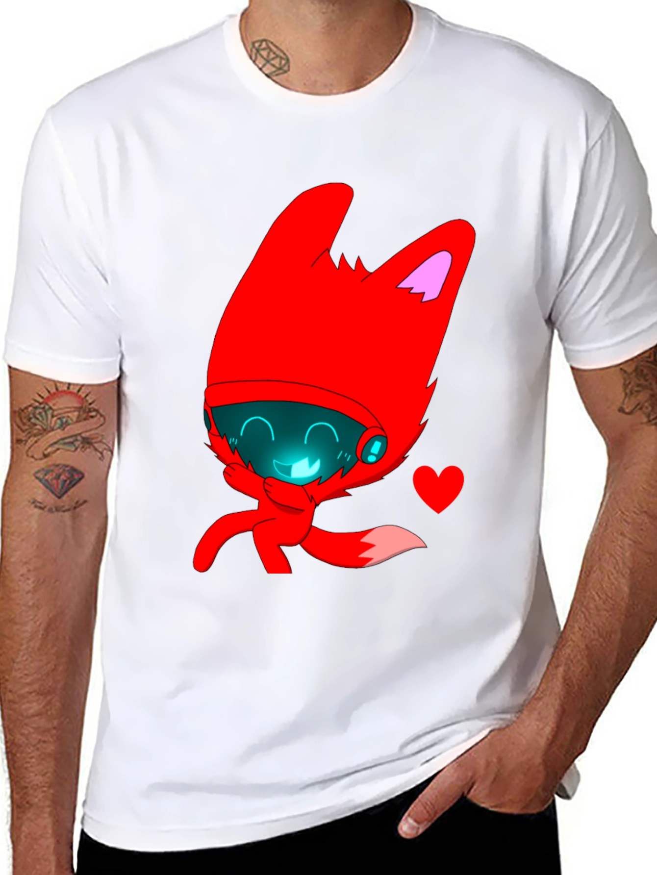 Cute Red Fox Graphic Print Tee