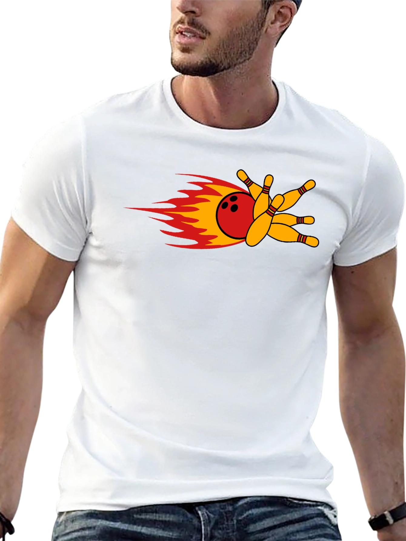 Bowling Strike T-Shirt - Flaming Bowling Ball