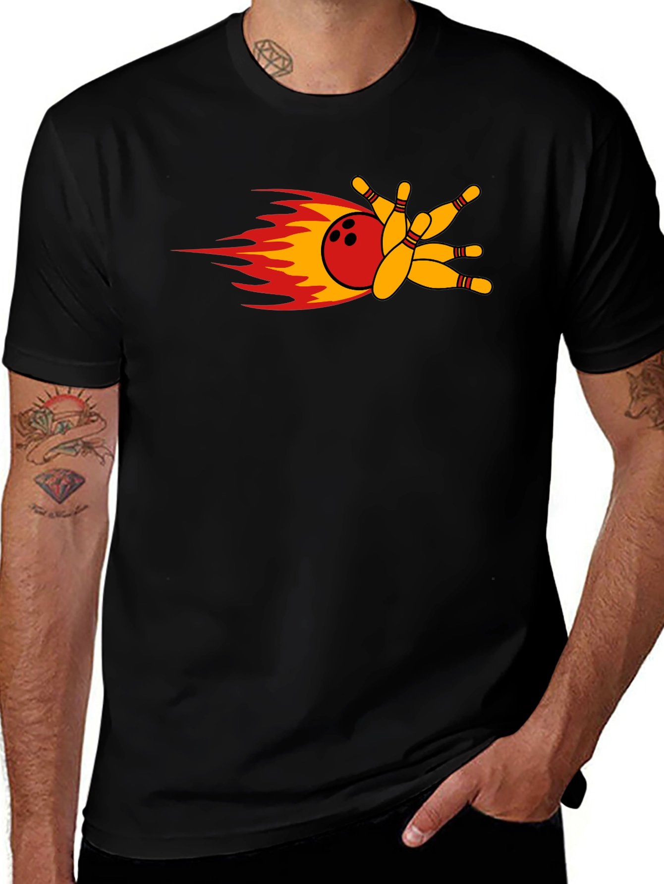 Bowling Strike T-Shirt - Flaming Bowling Ball