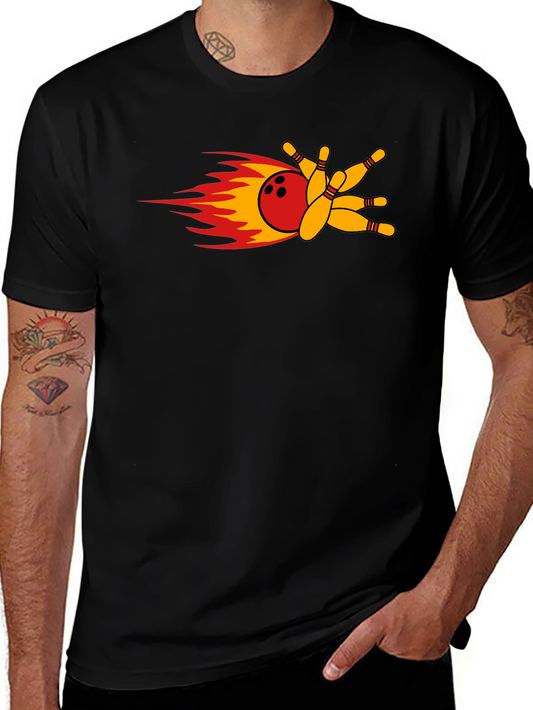 Bowling Strike T-Shirt - Flaming Bowling Ball