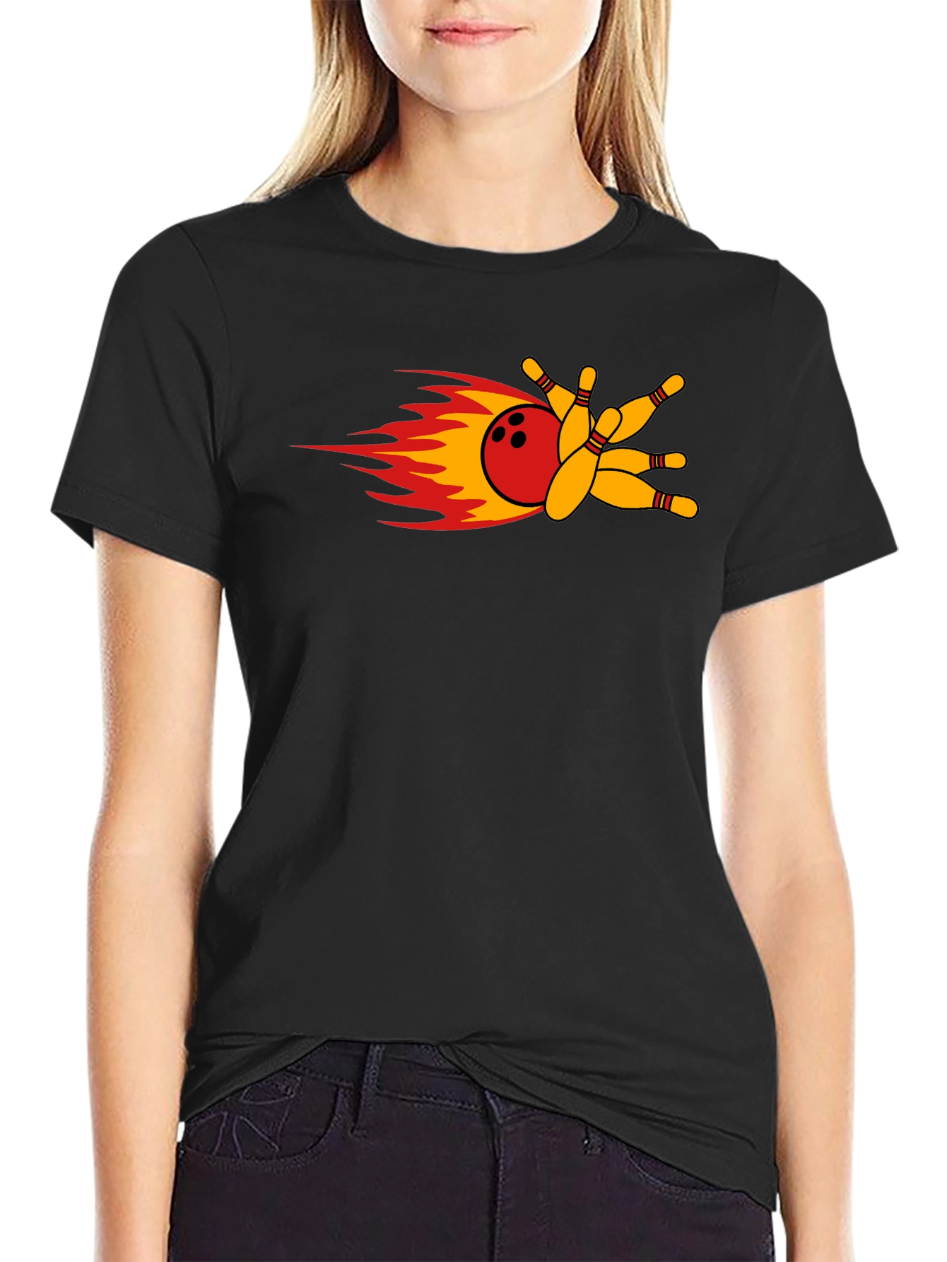Bowling Strike T-Shirt - Flaming Bowling Ball