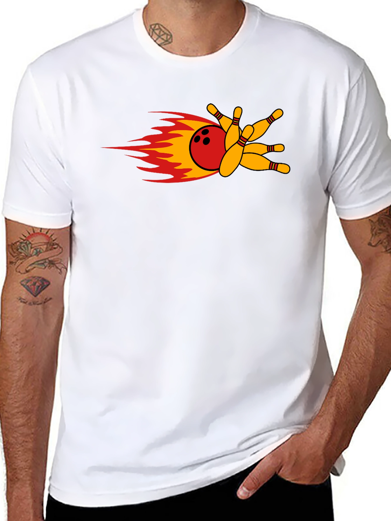 Bowling Strike T-Shirt - Flaming Bowling Ball
