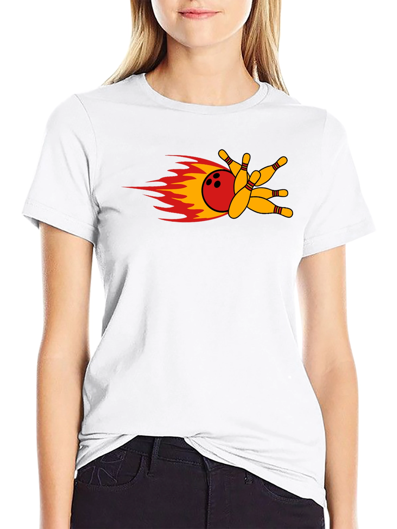 Bowling Strike T-Shirt - Flaming Bowling Ball