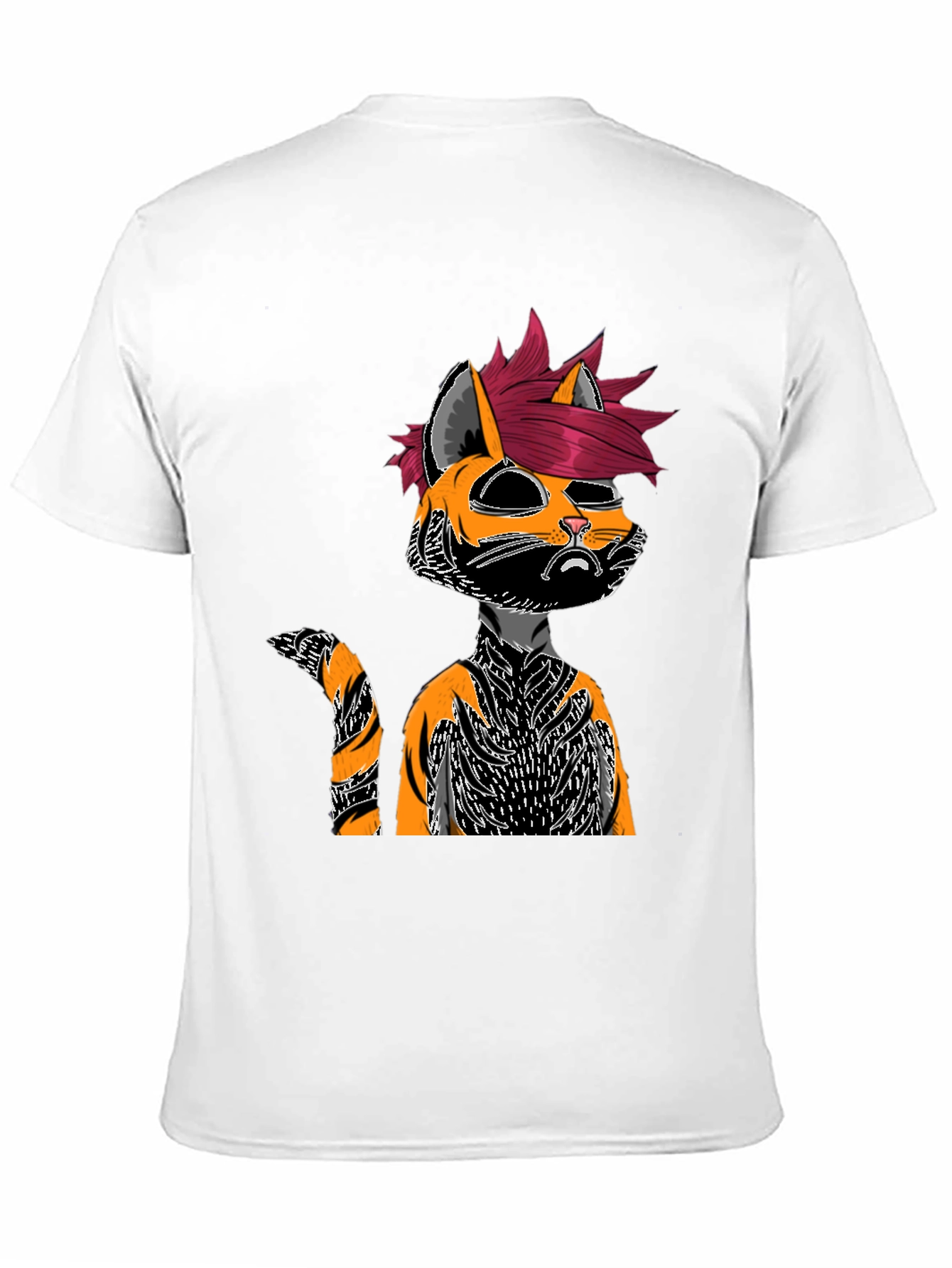 Edgy Cat Graphic Tee - Black Cotton Shirt