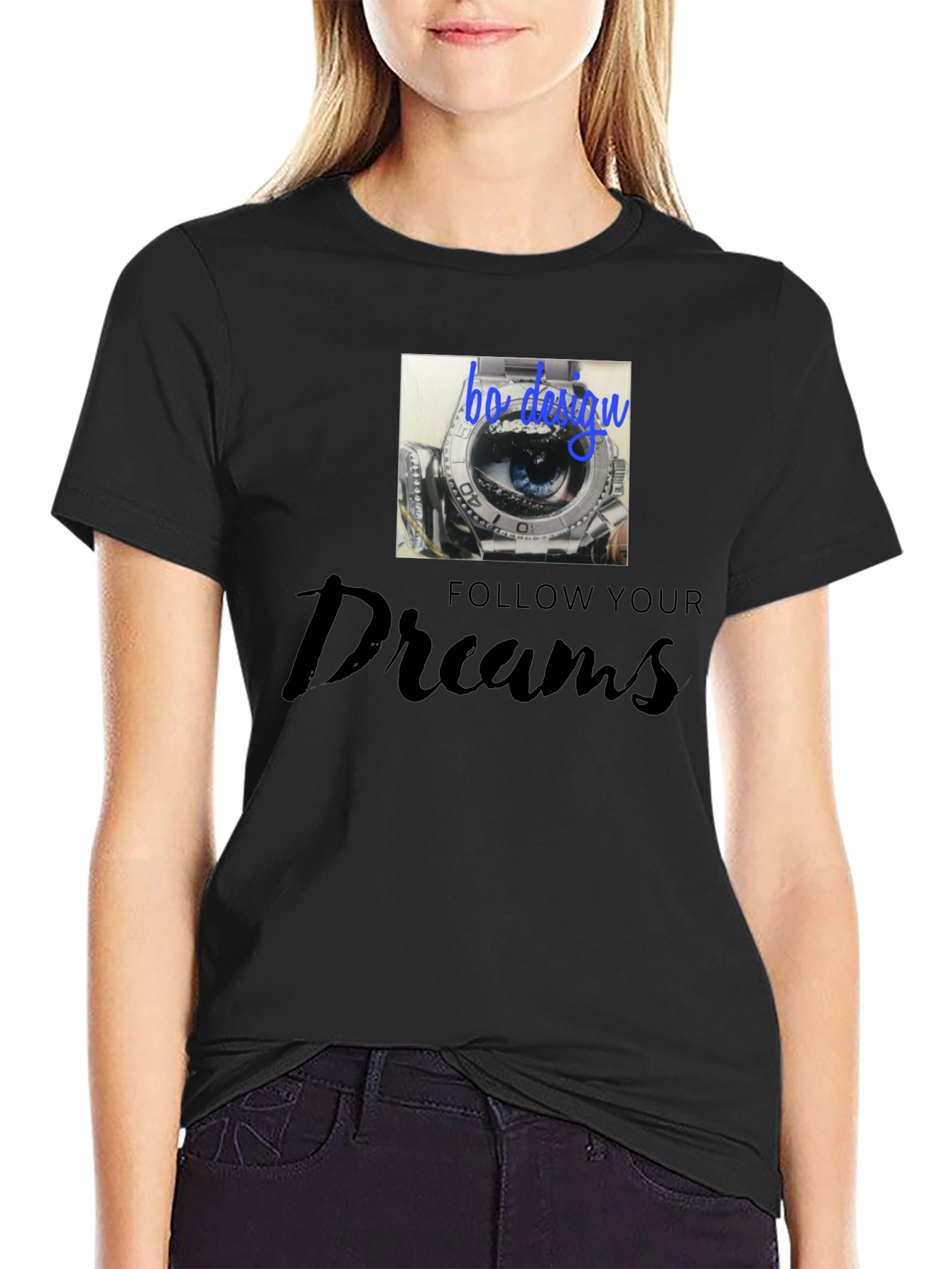 Follow Your Dreams Graphic Black Tee