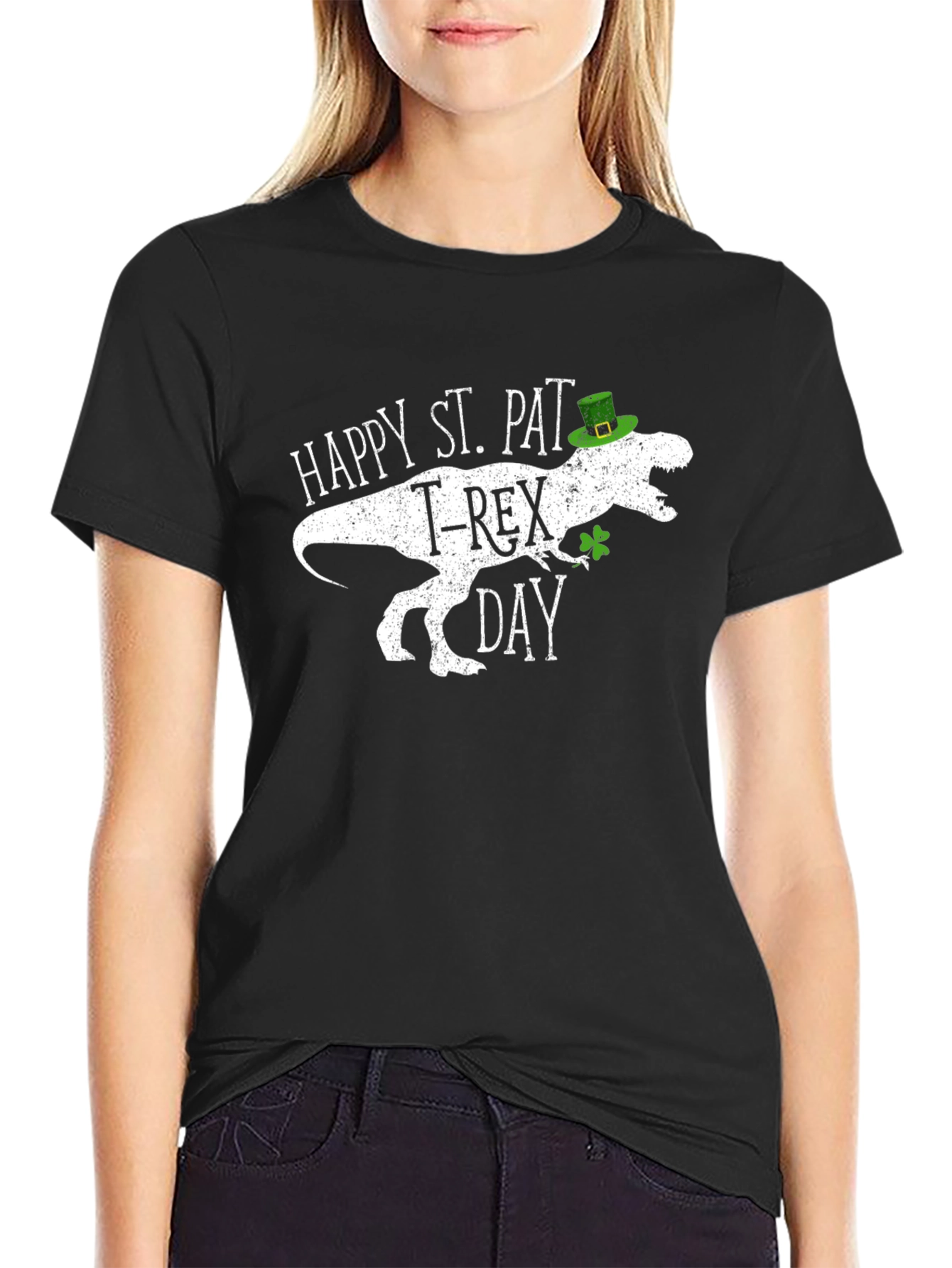 St. Pat-T-Rex Day Black T-Shirt