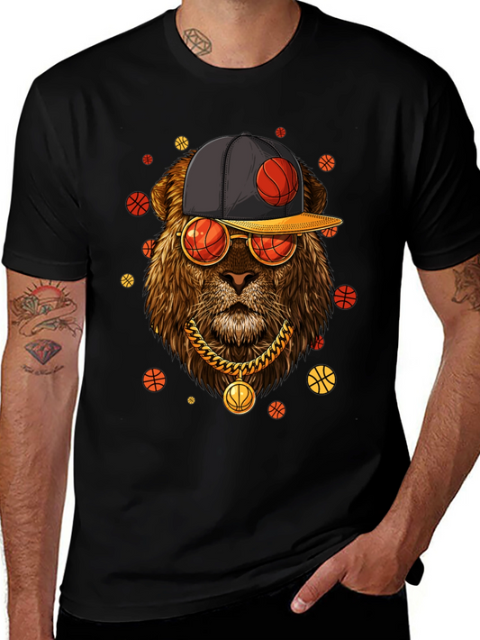 Lion with Basketball Hat & Glasses T-Shirt