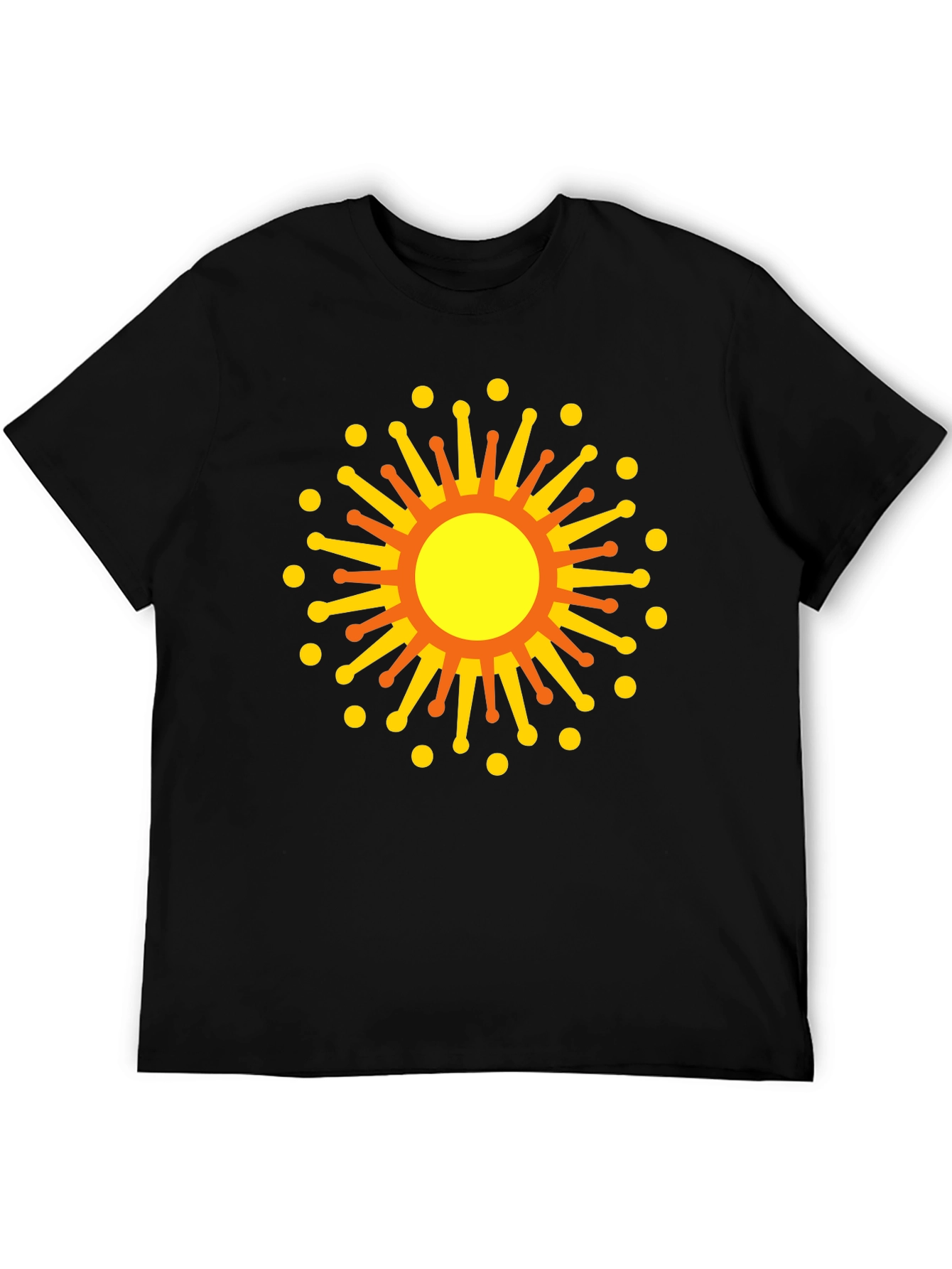 Black Graphic Tee with Sun Design