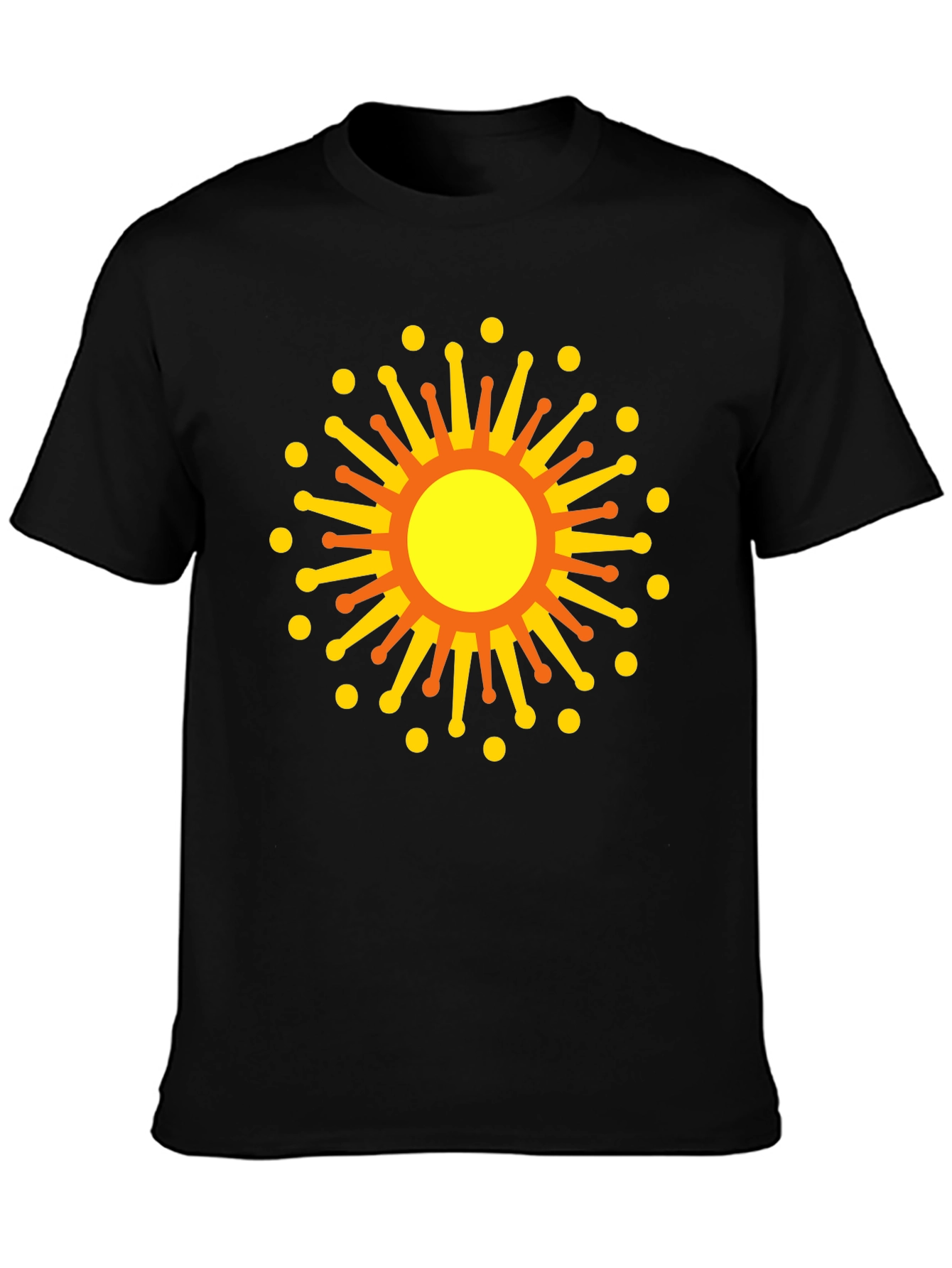 Black Graphic Tee with Sun Design