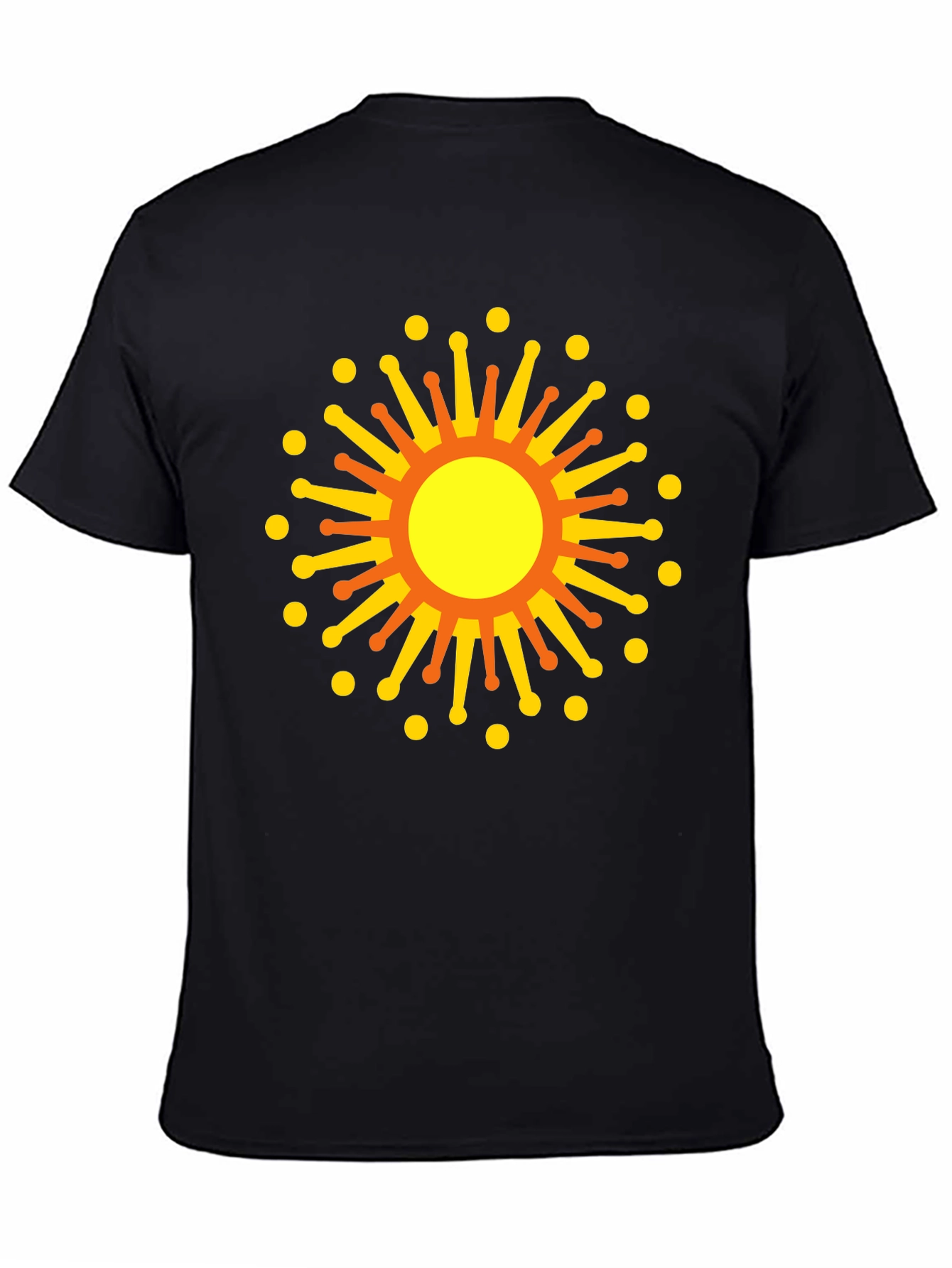 Black Graphic Tee with Sun Design
