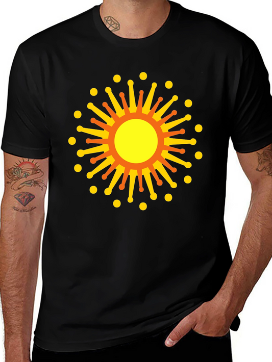 Black Graphic Tee with Sun Design